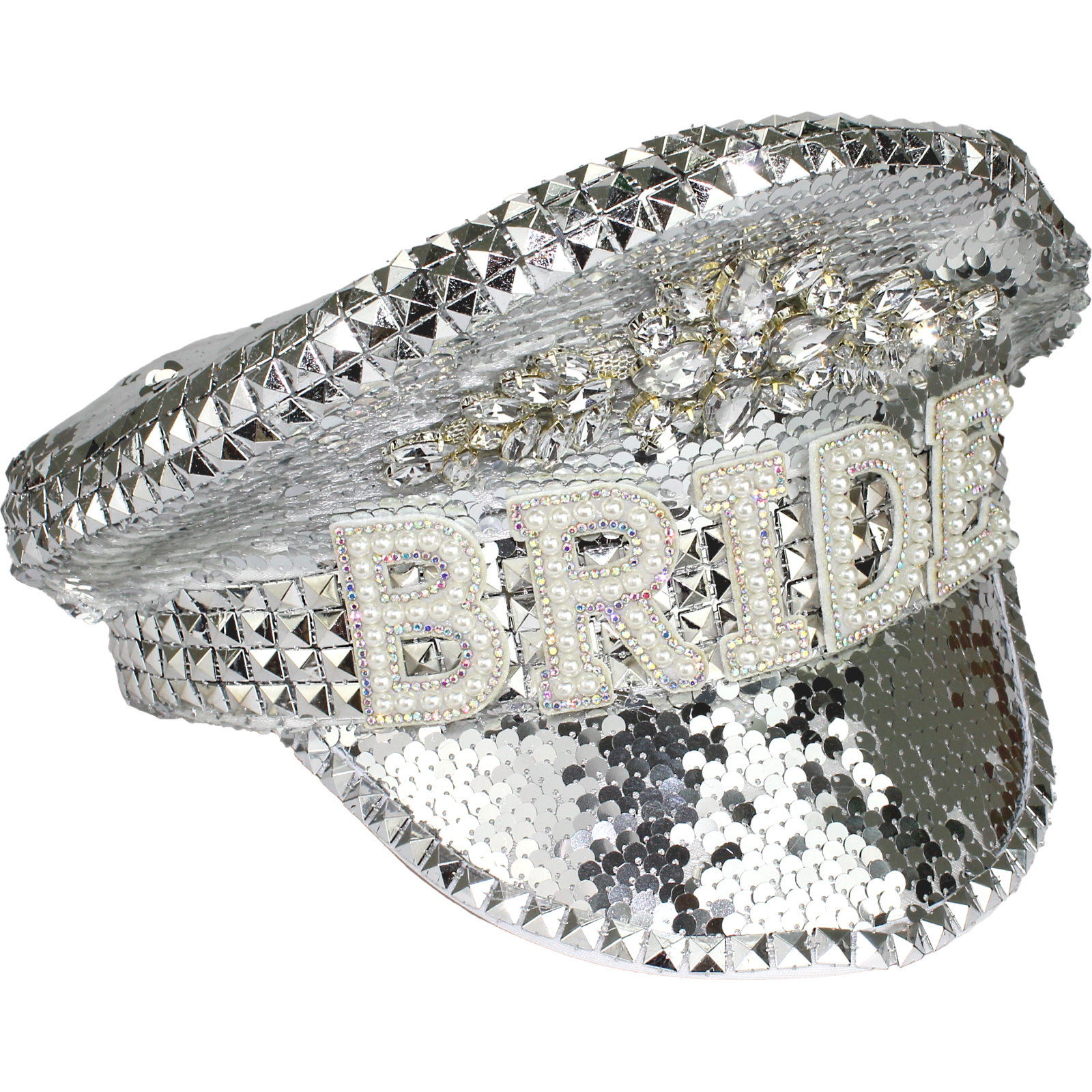 Bride Silver Sequin & Rhinestone Hat