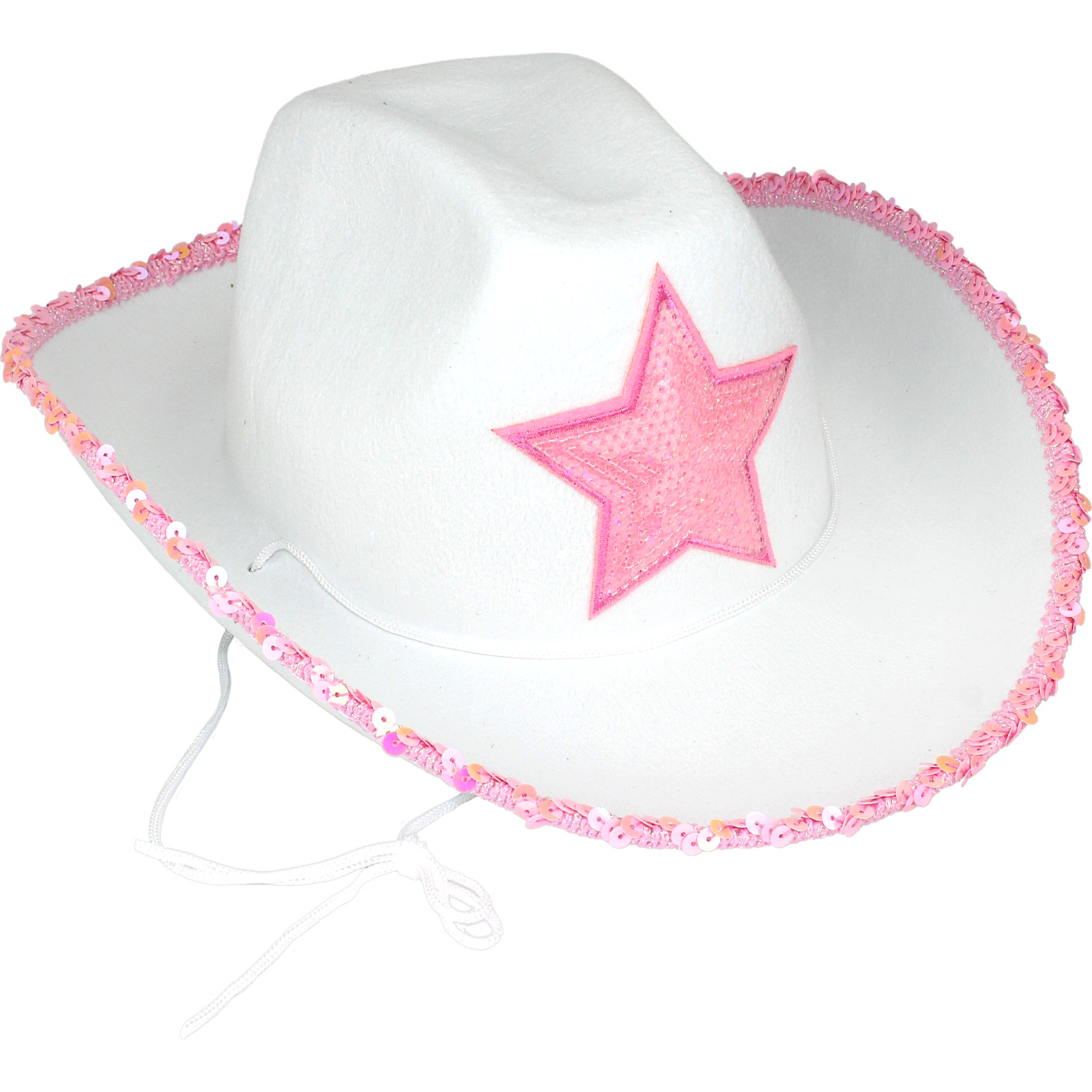White Cowboy Star Hat With Pink Sequins