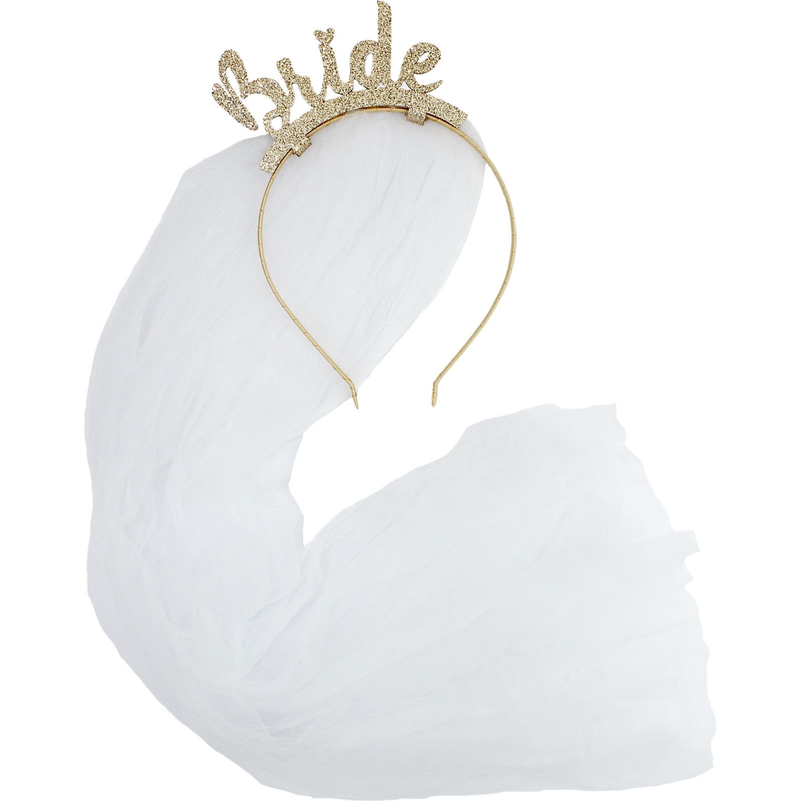 Gold Glitter Bride Headband with Veil