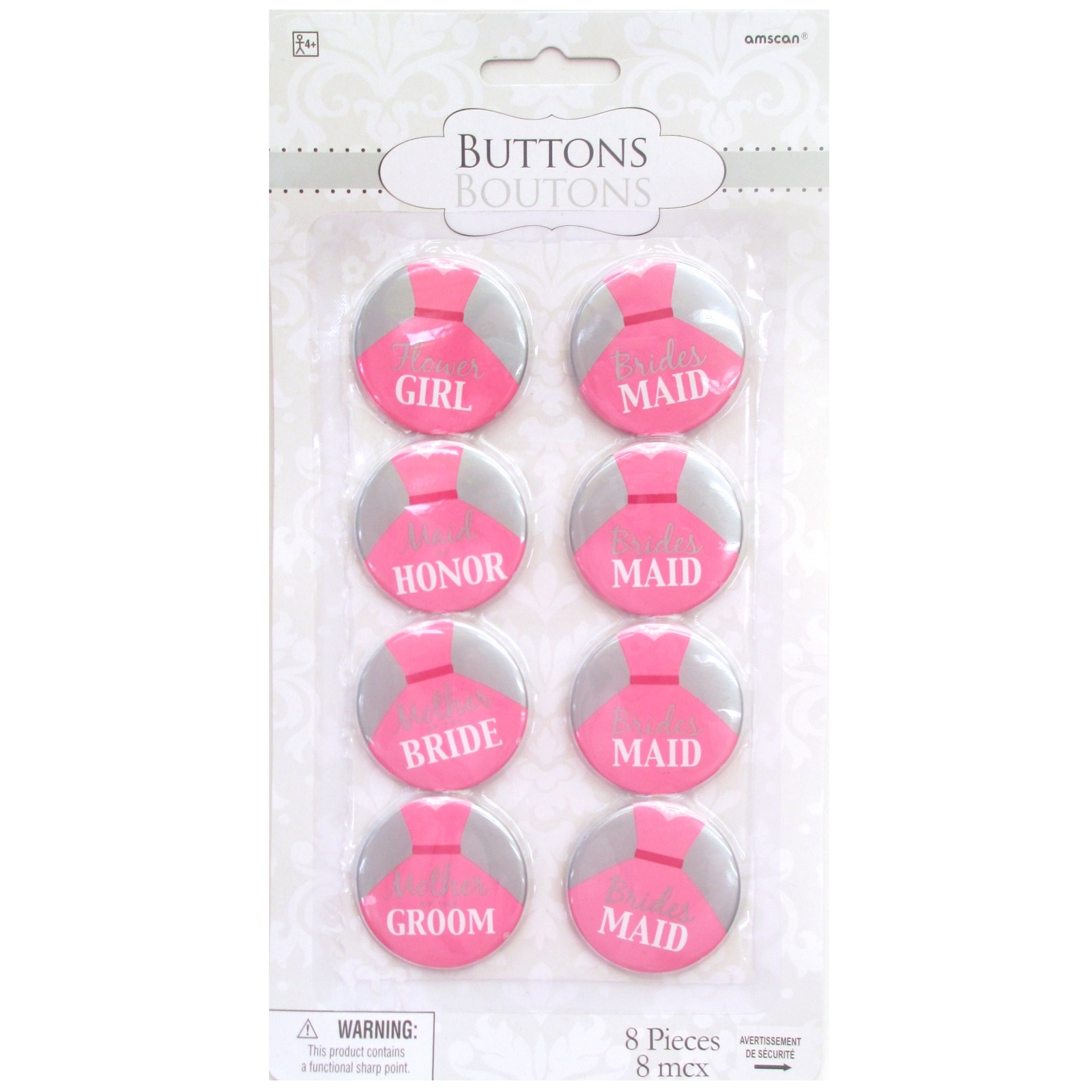Brides Bridal Party Buttons (Pack of 8)