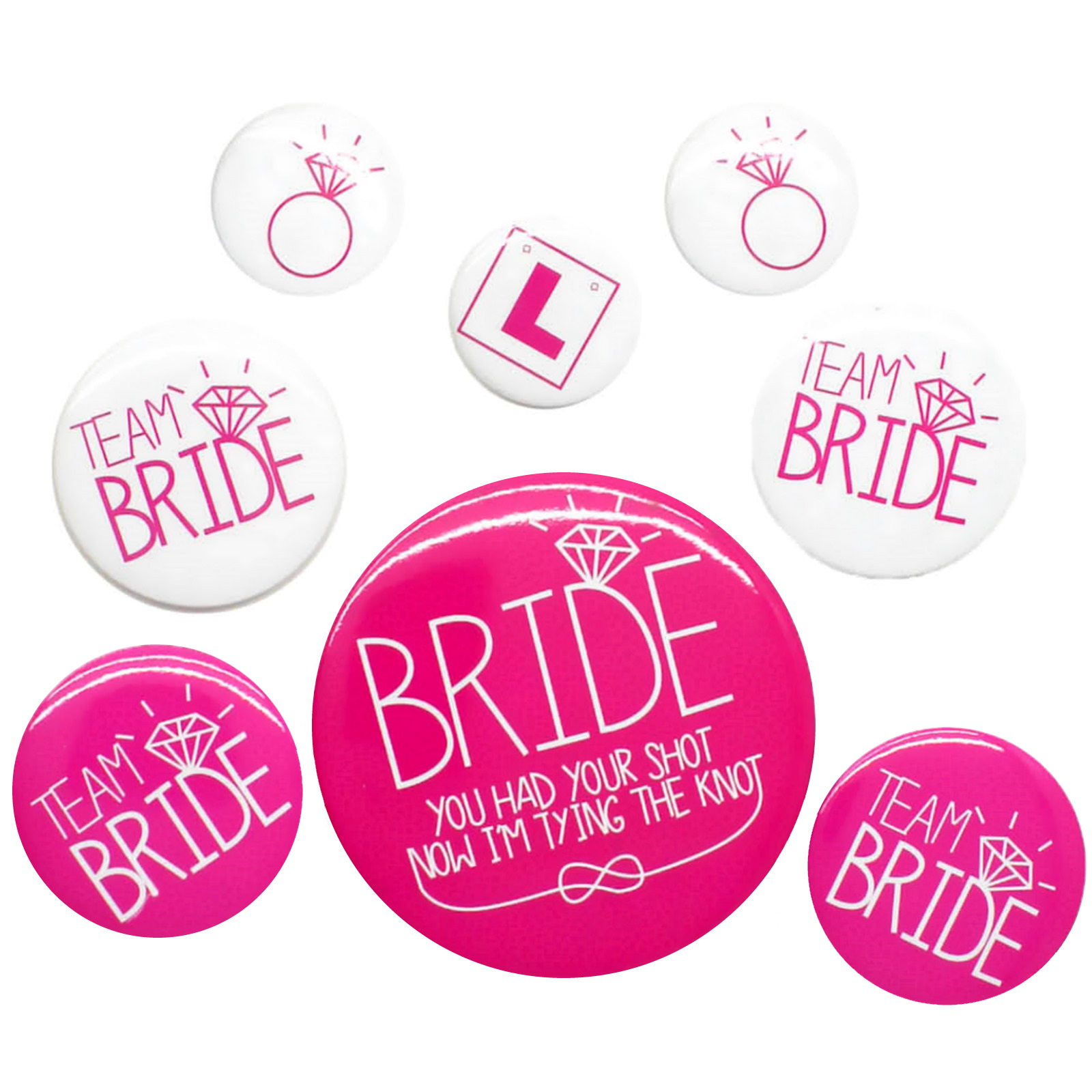 Team Bride Metal Badges (Pack of 8)