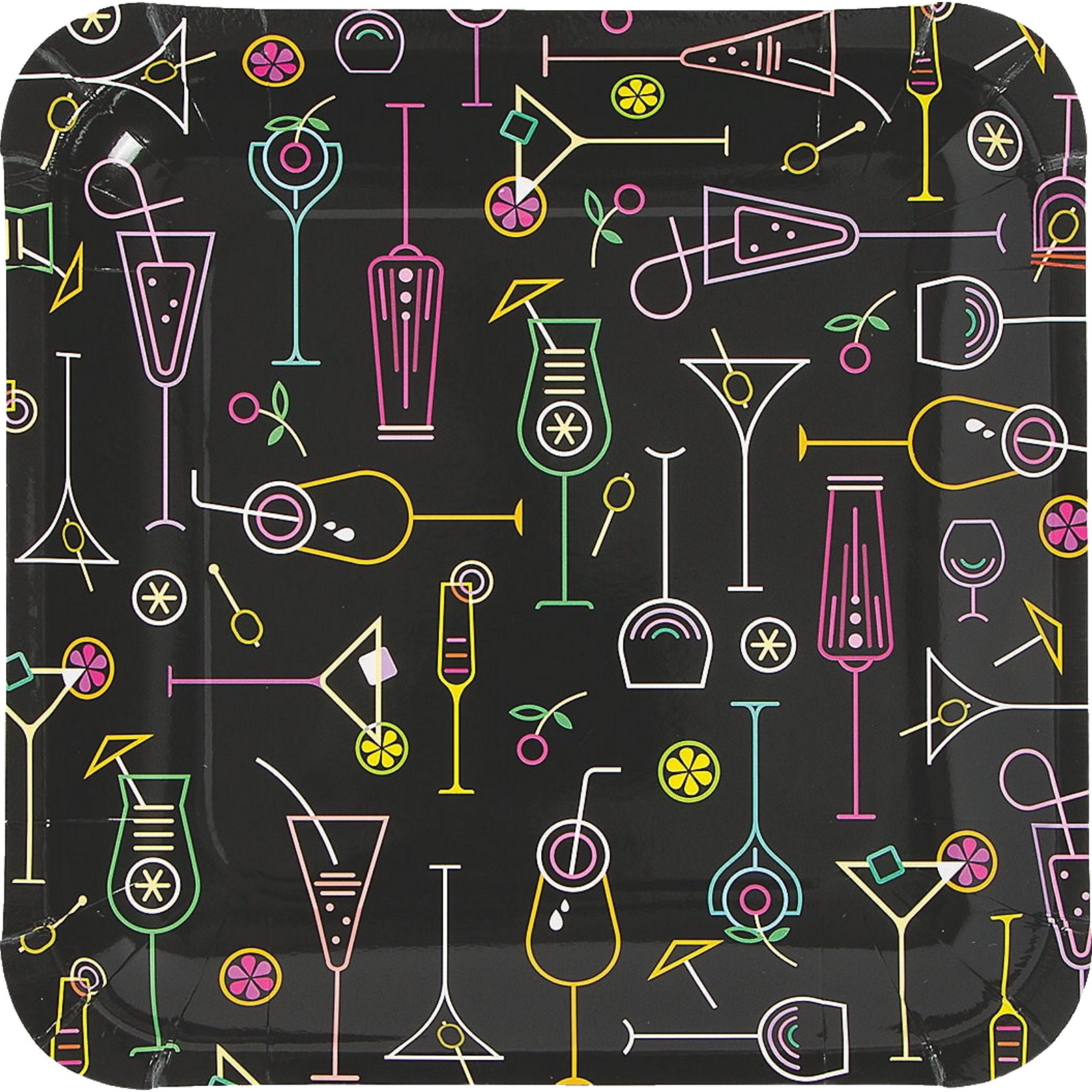 Cocktail Party Large Square Paper Plates (Pack of 8)