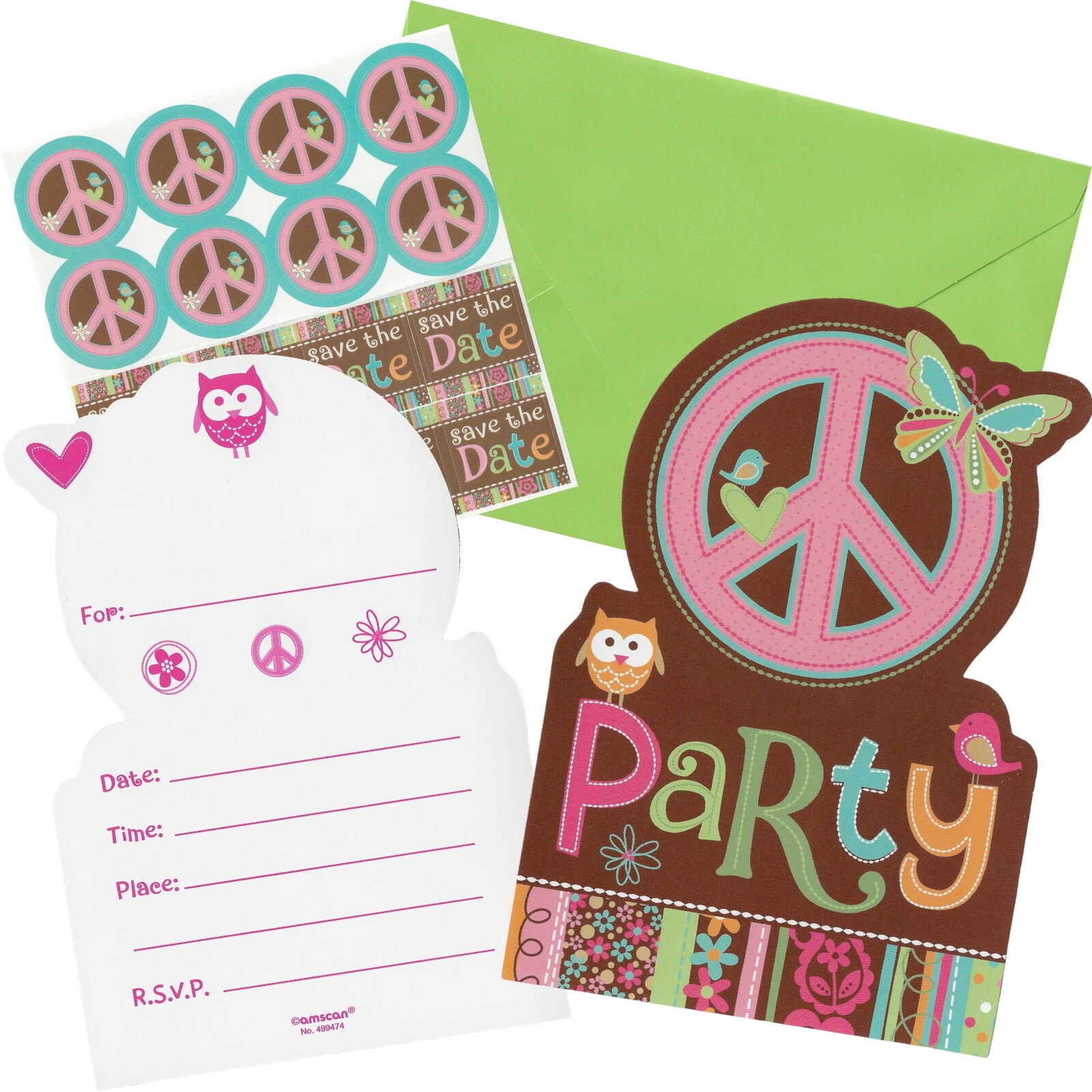 Boho Hippie Chick Invitations (Pack of 8)