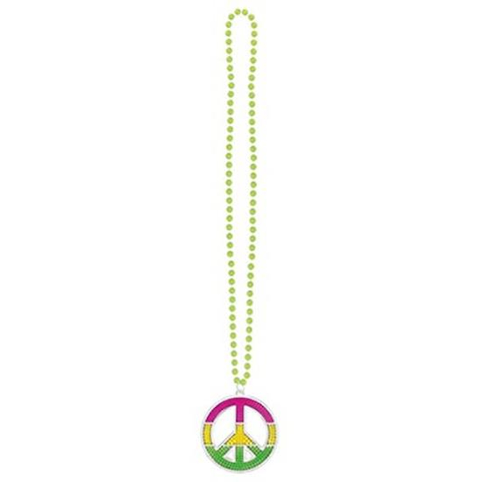 Peace Sign Large Green Beads Necklace Adult Costume Accessory