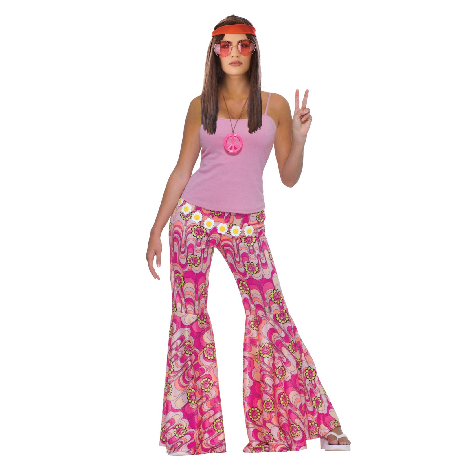 Flower Power Bell Bottom Pants Women's Costume