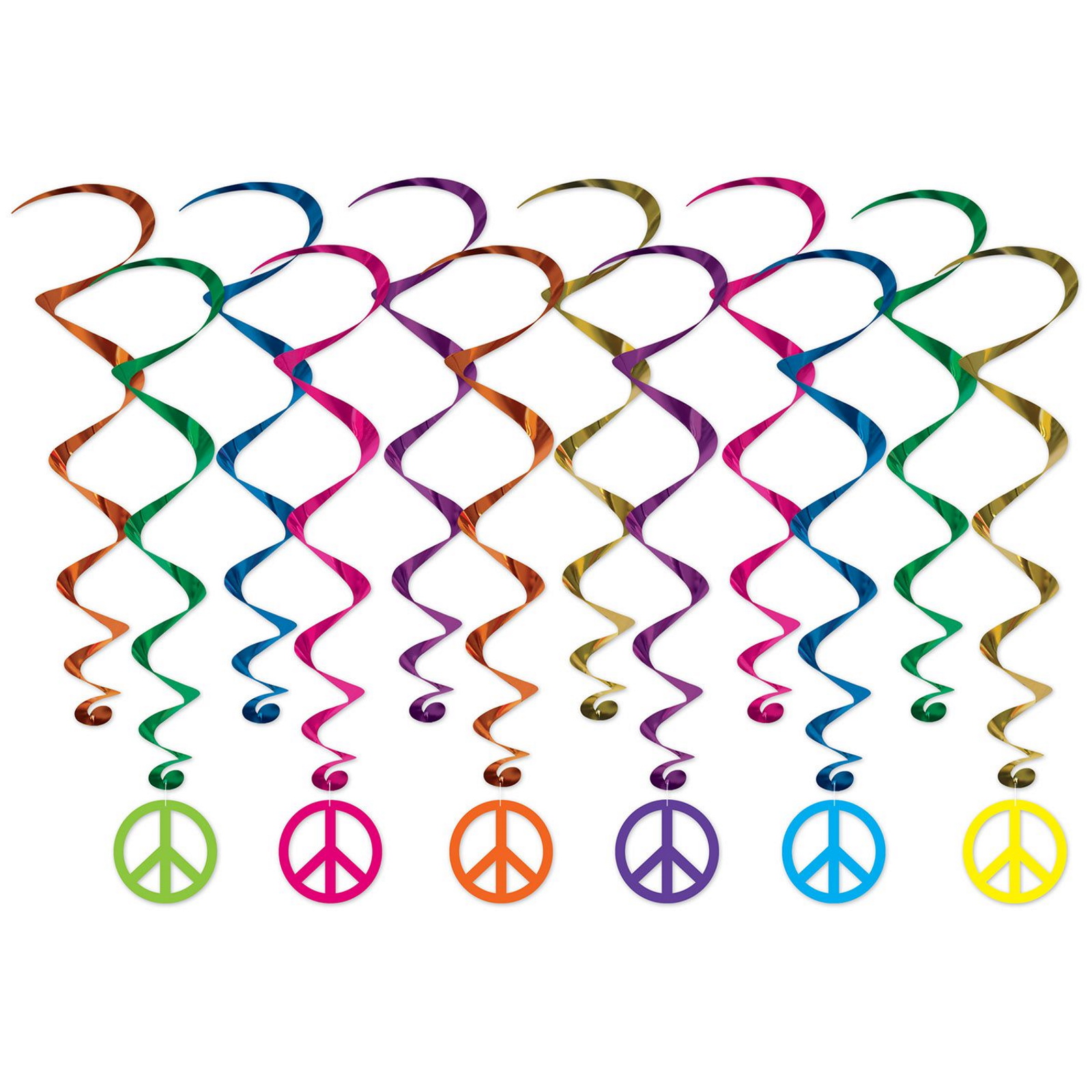 Peace Sign Swirl Decorations (Pack of 12) 
