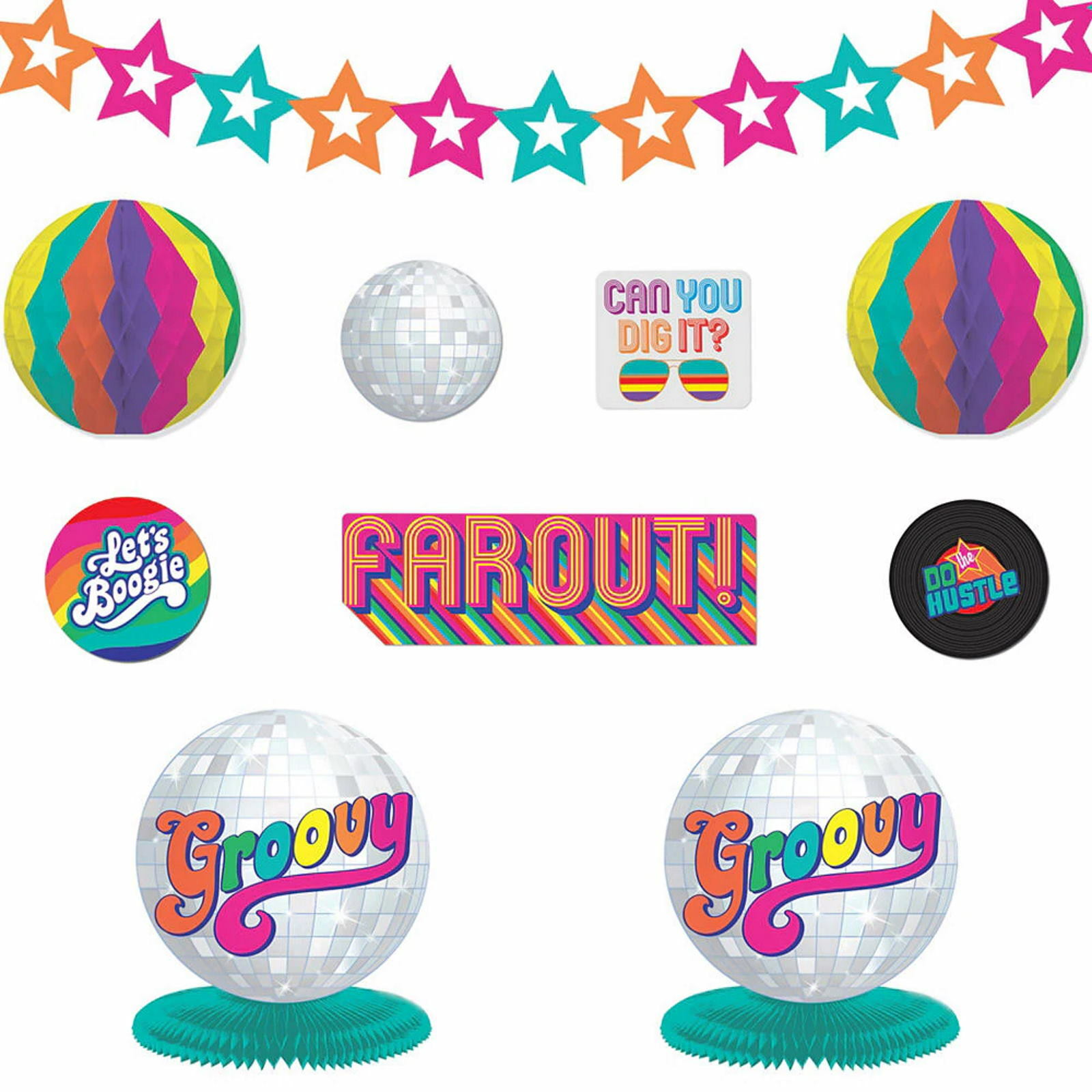 Good Vibes 70's Party Room Decorating Kit