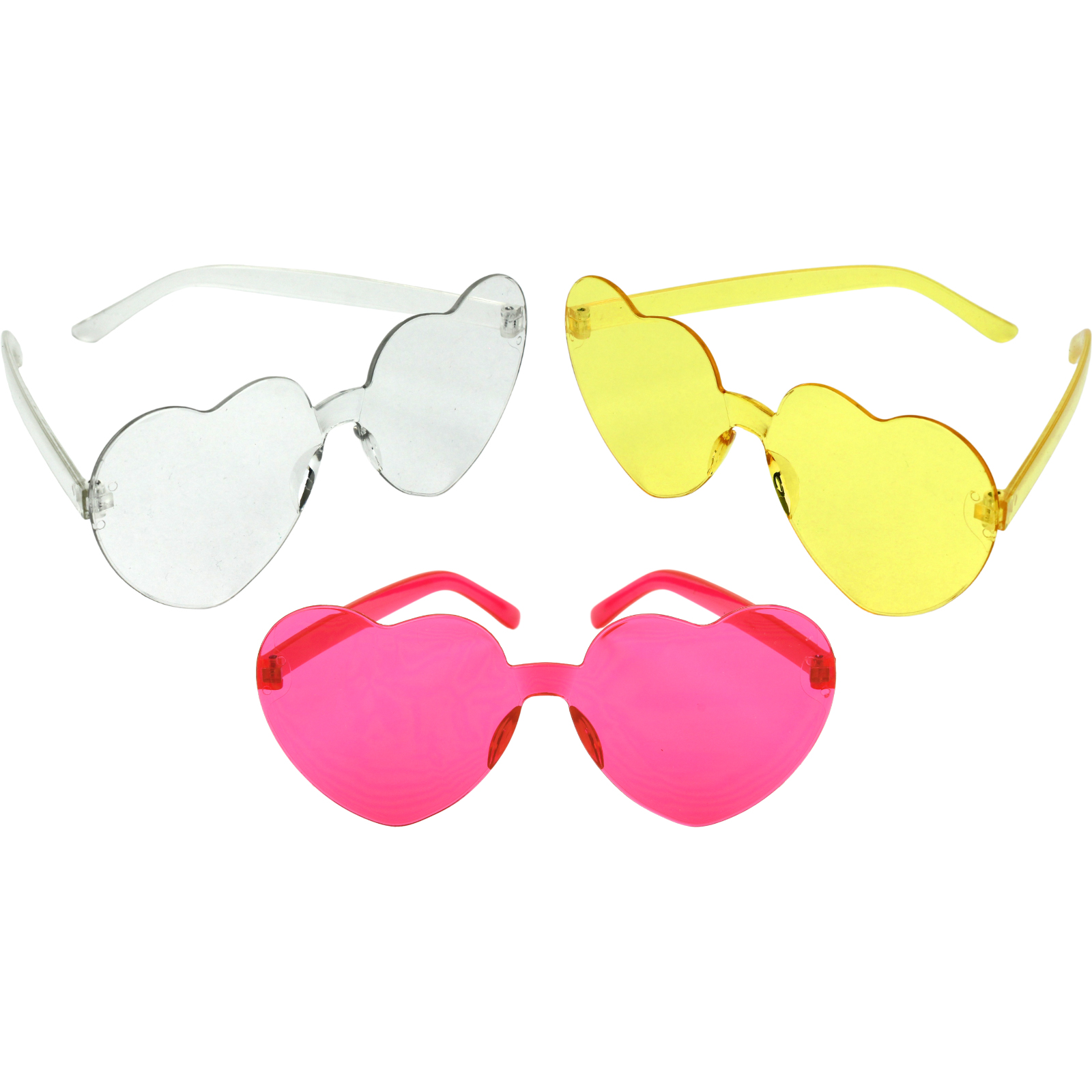 Assorted Perspex Heart Glasses (Pack of 3)