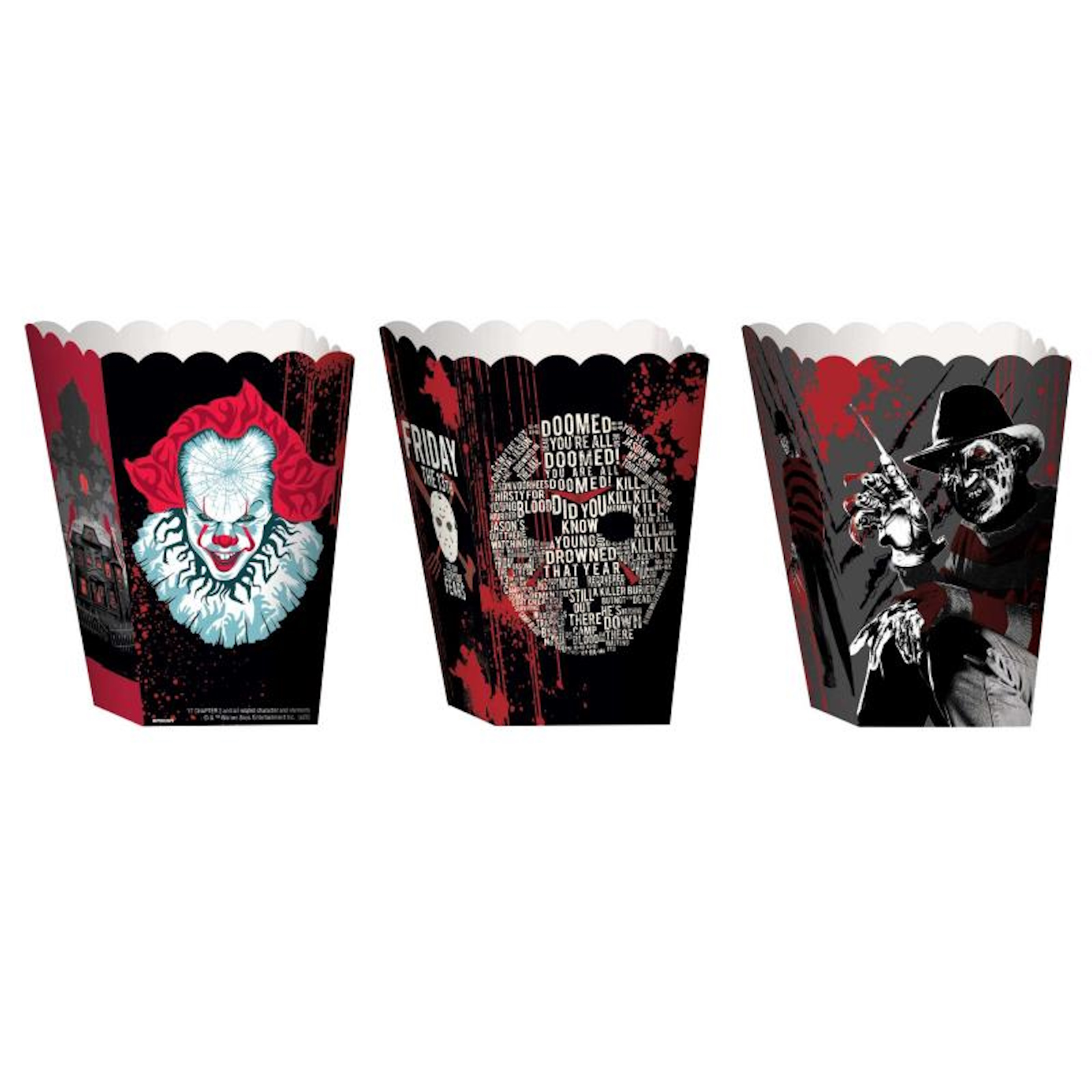 Warner Bros. It Friday the 13th Nightmare on Elm Street Horror Popcorn Boxes Pack of 8