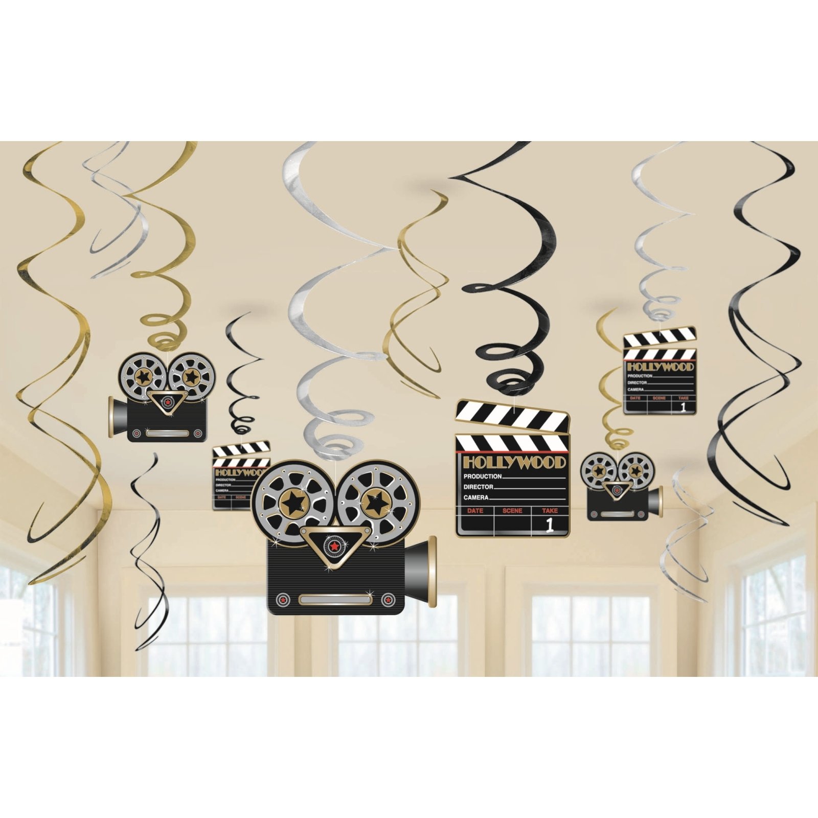 Lights! Camera! Action! Swirl Decorations (Pack of 12)