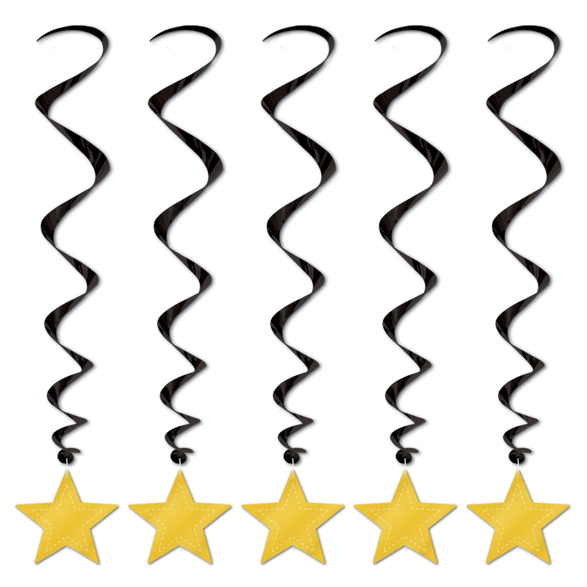 Gold and Black Star Whirls (Pack of 5)