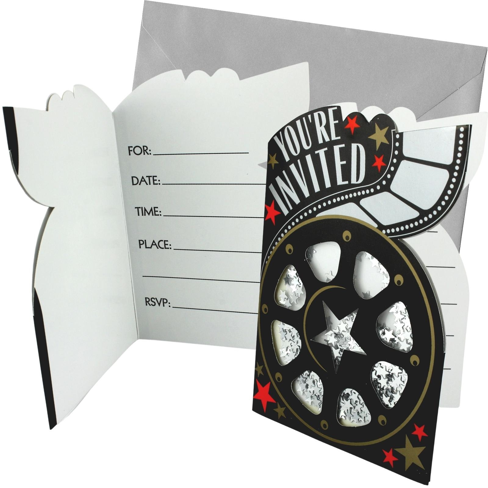 Hollywood Razzle Dazzle Party Invitations (Pack of 8)