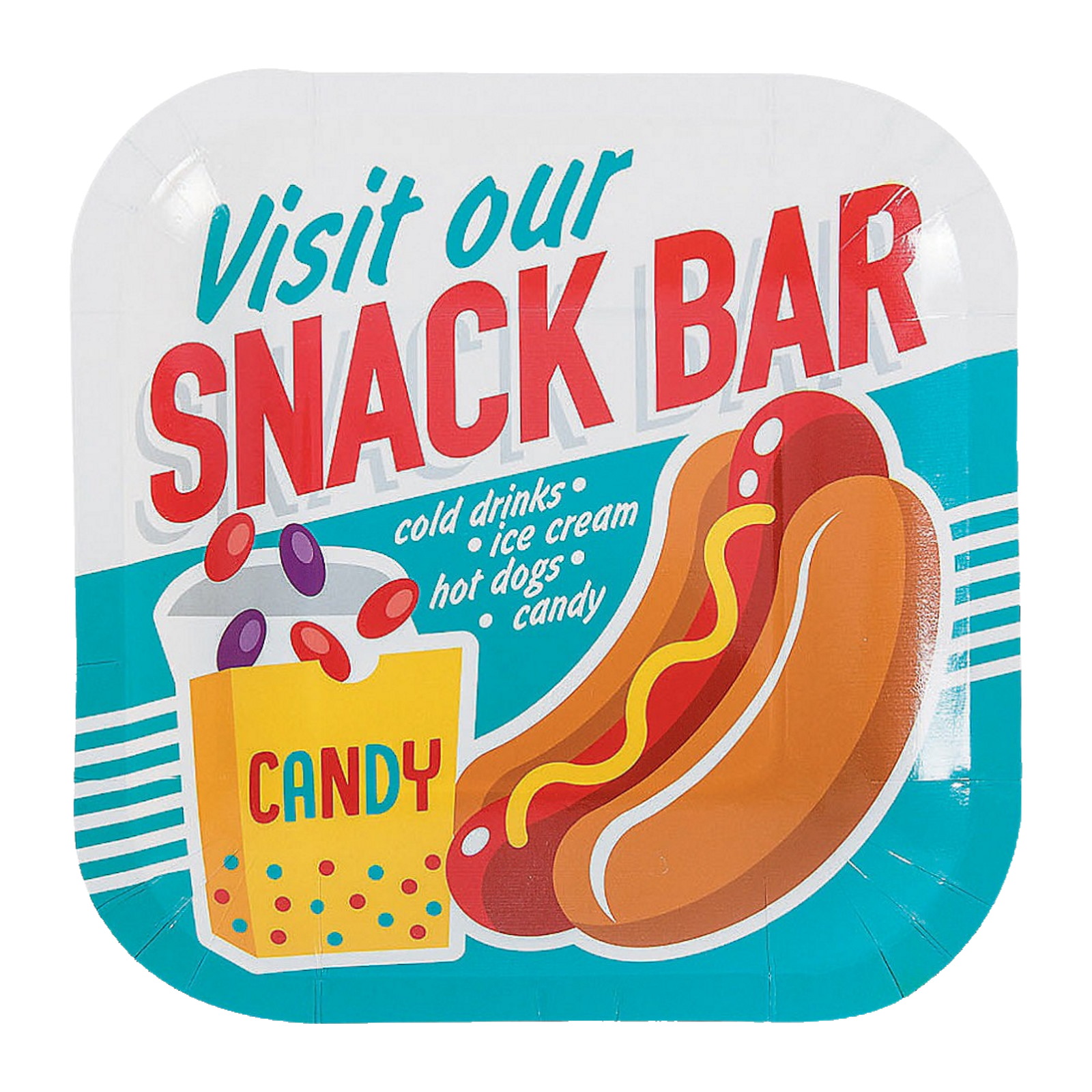 Movie Party Small Square Paper Plates (Pack of 8)