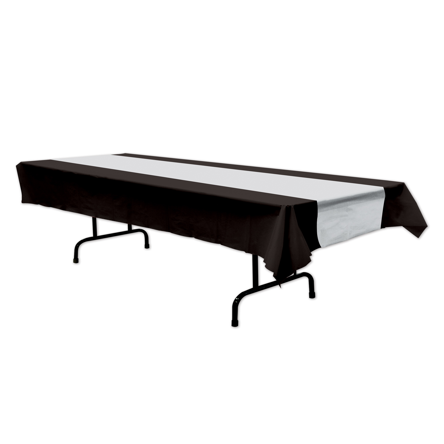 Black and Silver Plastic Tablecloth