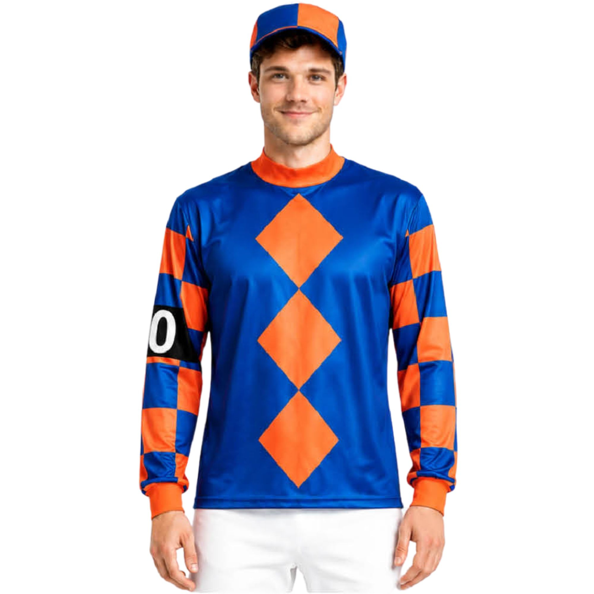 Men's Orange and Blue Jockey Man Costume