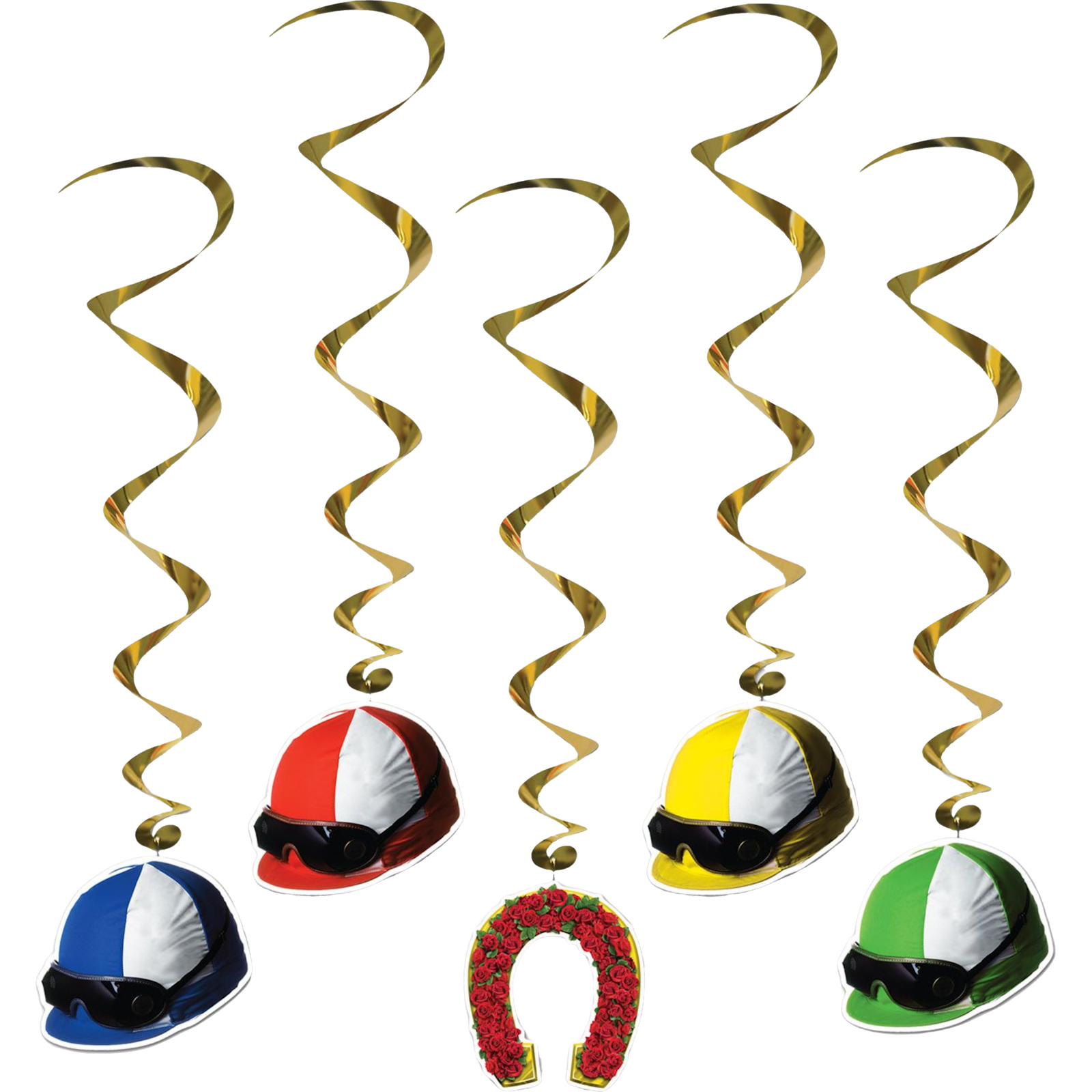 Jockey Helmets and Horseshoe Swirl Decorations (Pack of 5)