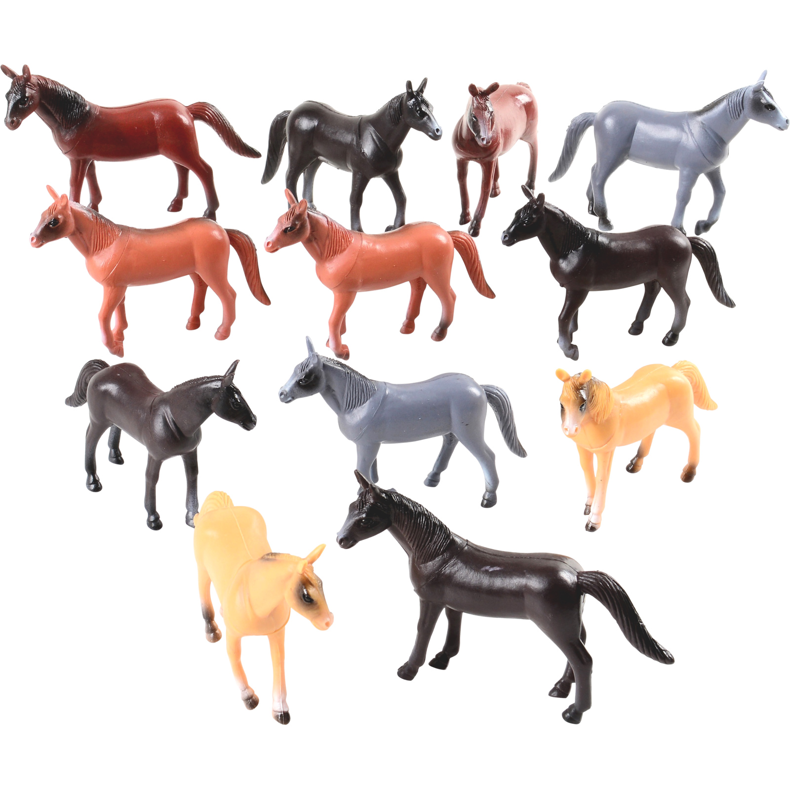 Horse Plastic Toy Figures (Pack of 12) 