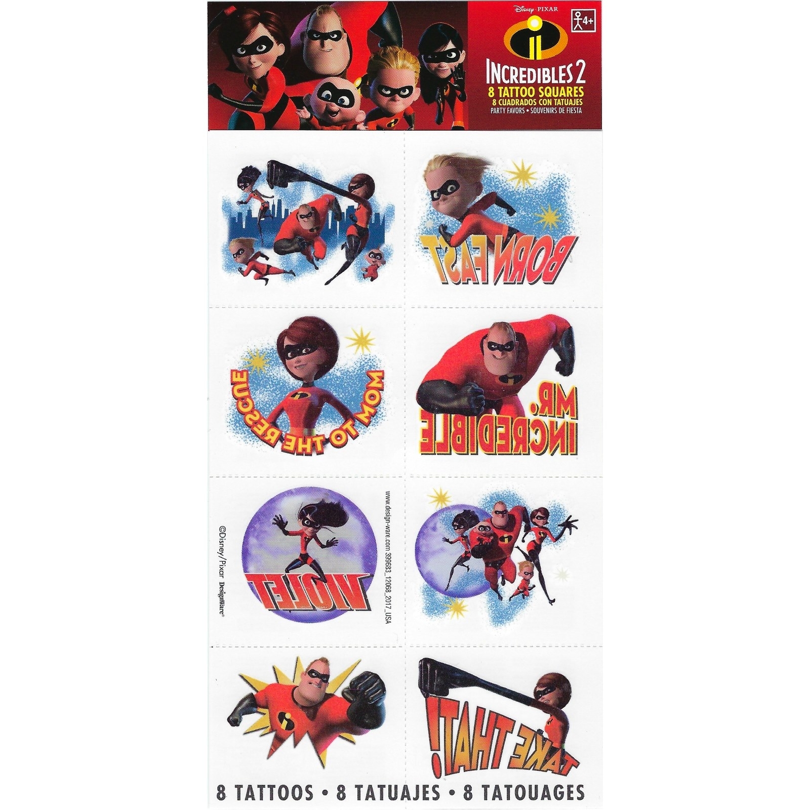 Incredibles 2 Tattoos (1 Sheet)