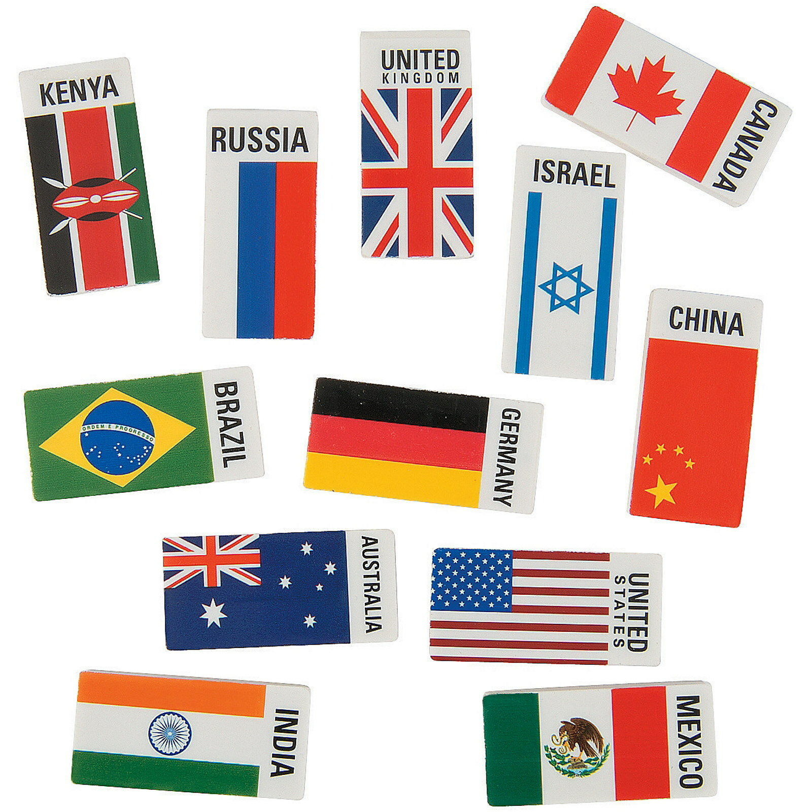 Flags of the World Erasers (Pack of 24)