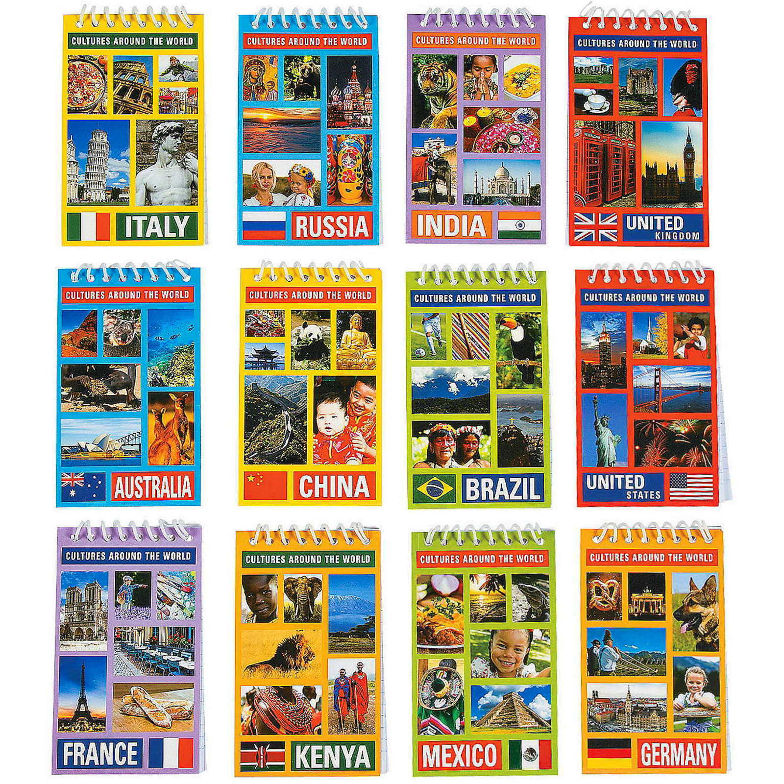 Around The World Spiral Notepads (Pack of 24)