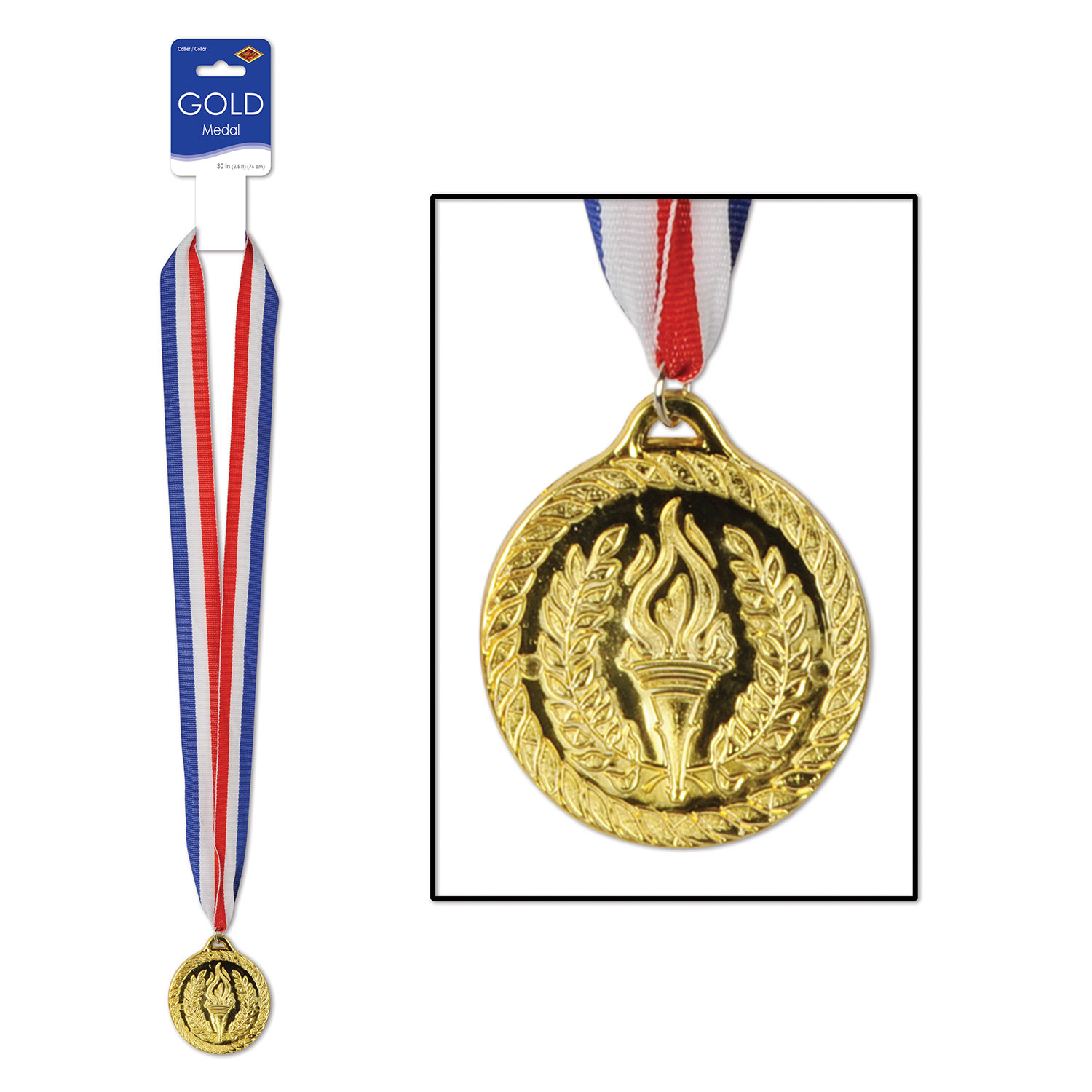 Plastic Olympic Gold Medal with Ribbon