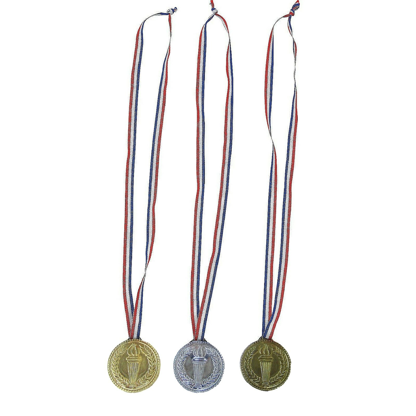 Olympic Torch Plastic Medals (Pack of 12)
