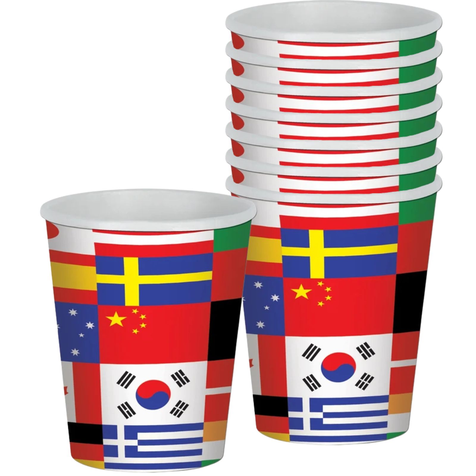 International Flags Paper Cups (Pack of 8)