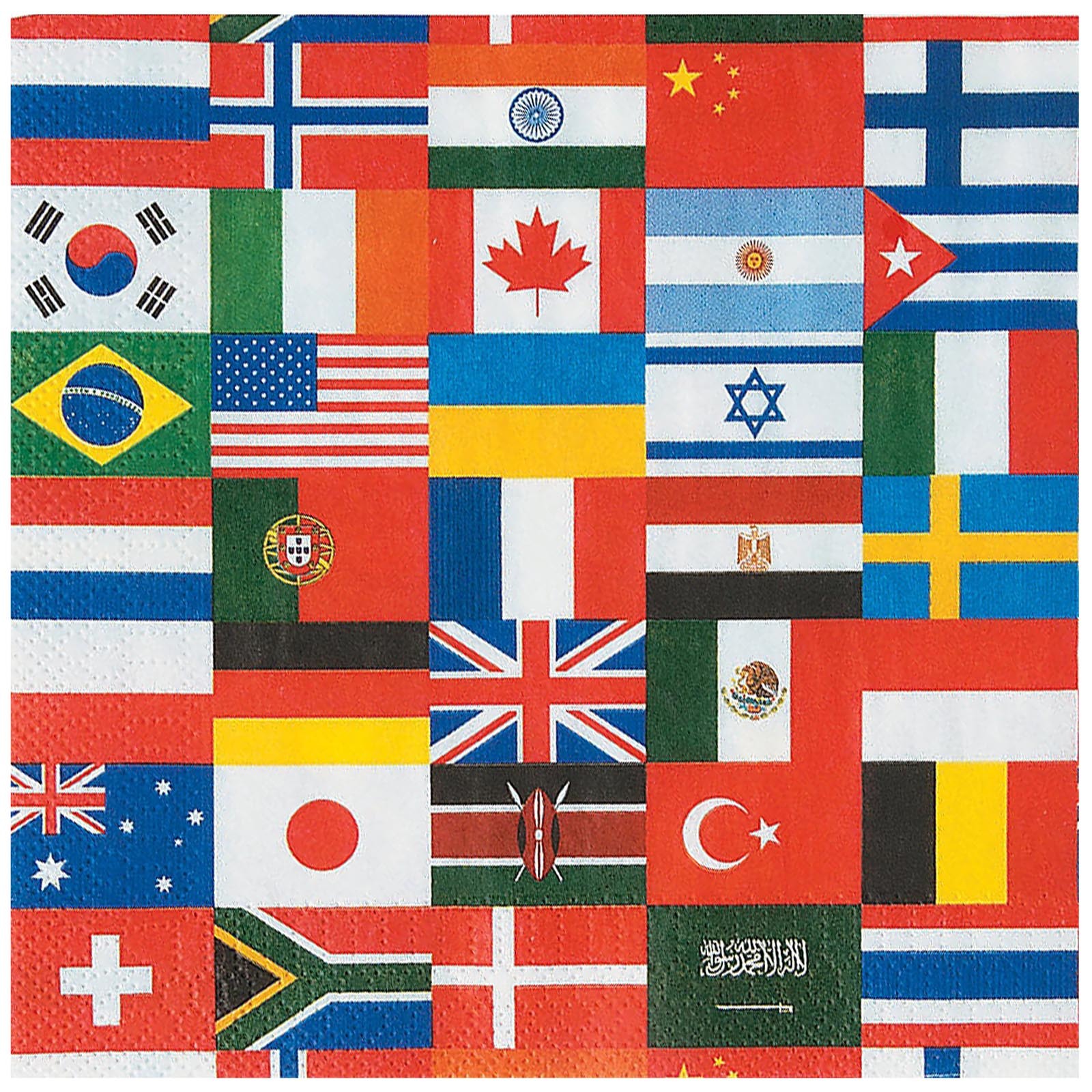 Flags Of The World Large Napkins / Serviettes (Pack of 16)