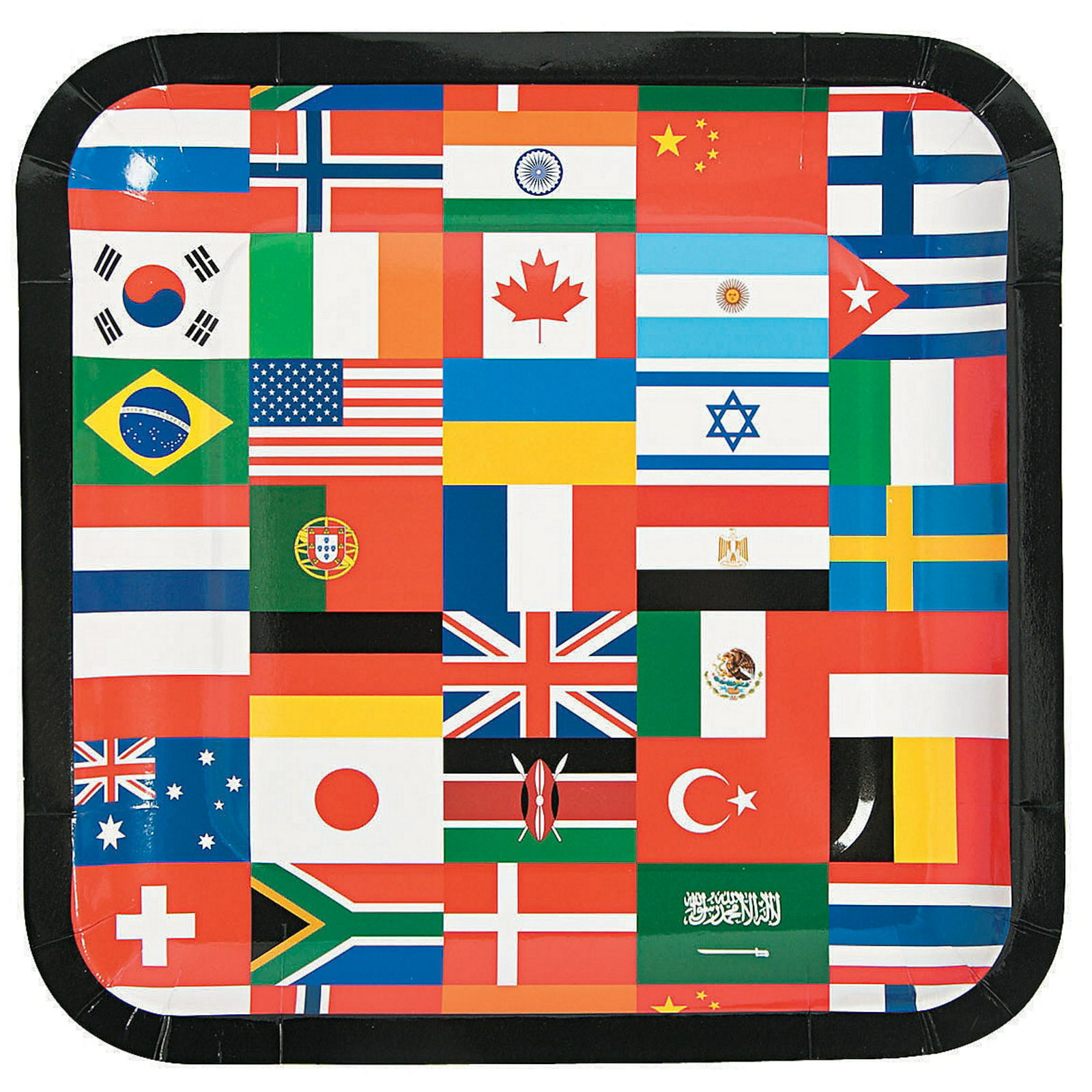Flags Of The World Large Paper Plates (Pack of 8)