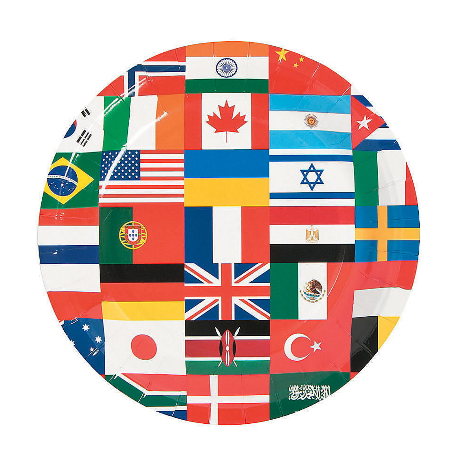 Flags Of The World Small Paper Plates (Pack of 8)