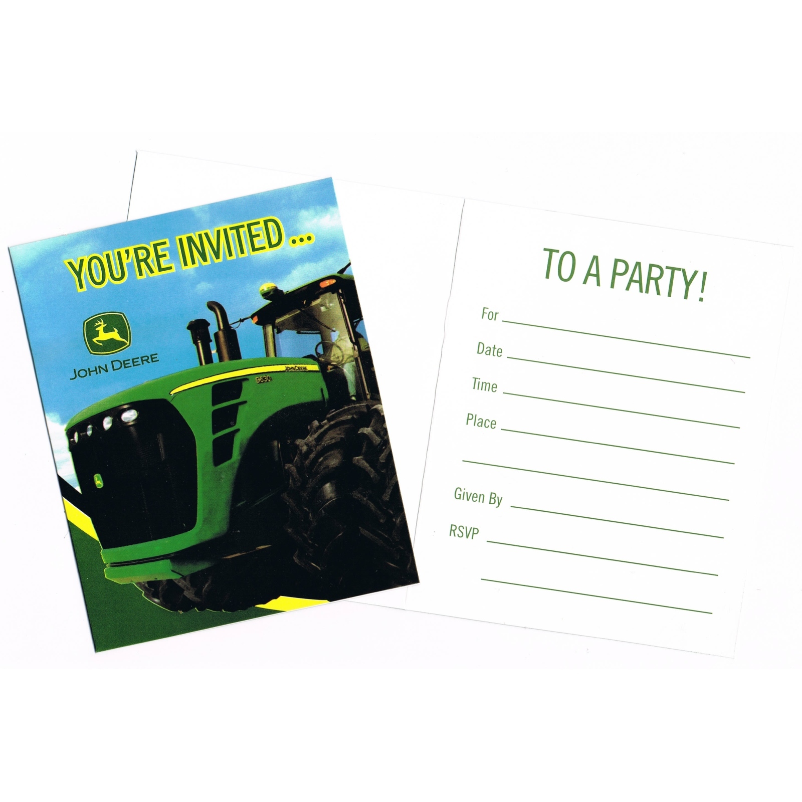John Deere Party Invitations (Pack of 8)