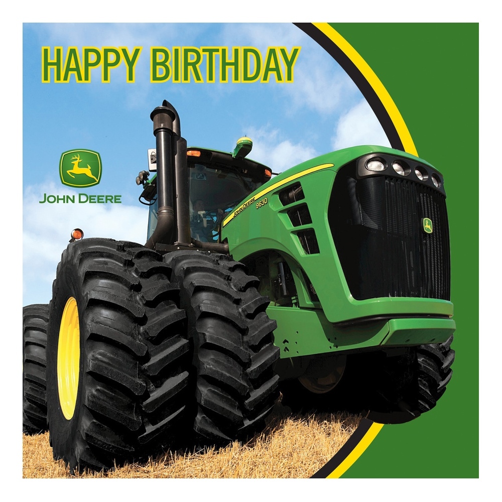 John Deere Large Napkins / Serviettes (Pack of 16)