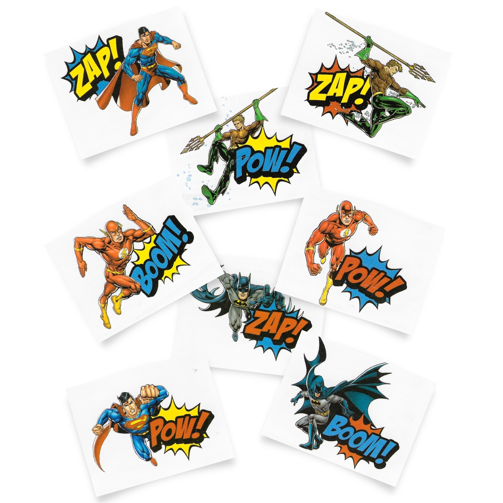 Justice League Heroes Unite Tattoos (Pack of 8)