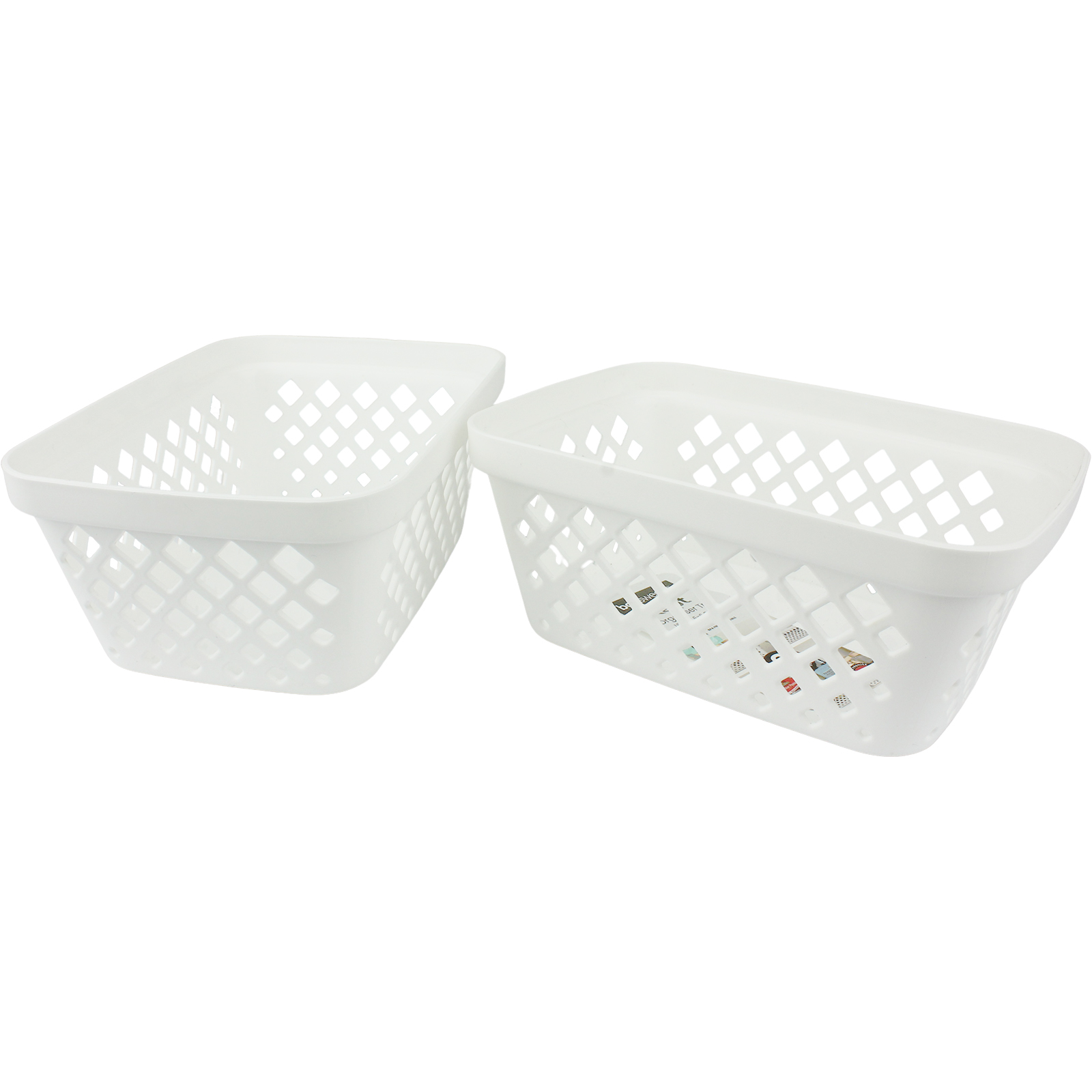 White Plastic Organiser Trays 16cm x 11.5cm x 6.5cm (Pack of 2)