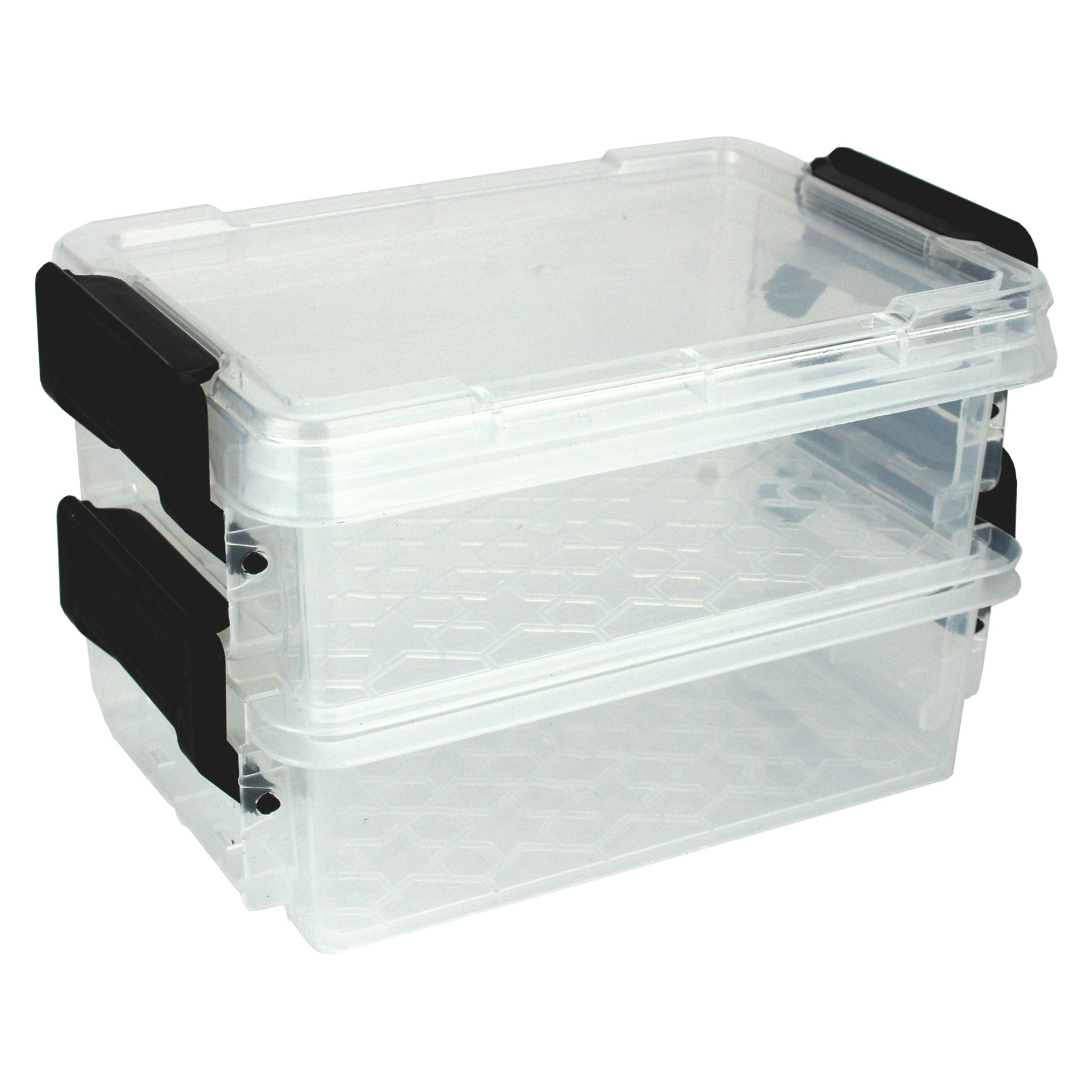 Mini Plastic Stack & Lock Storage Boxes 12.2cm (Pack of 2)