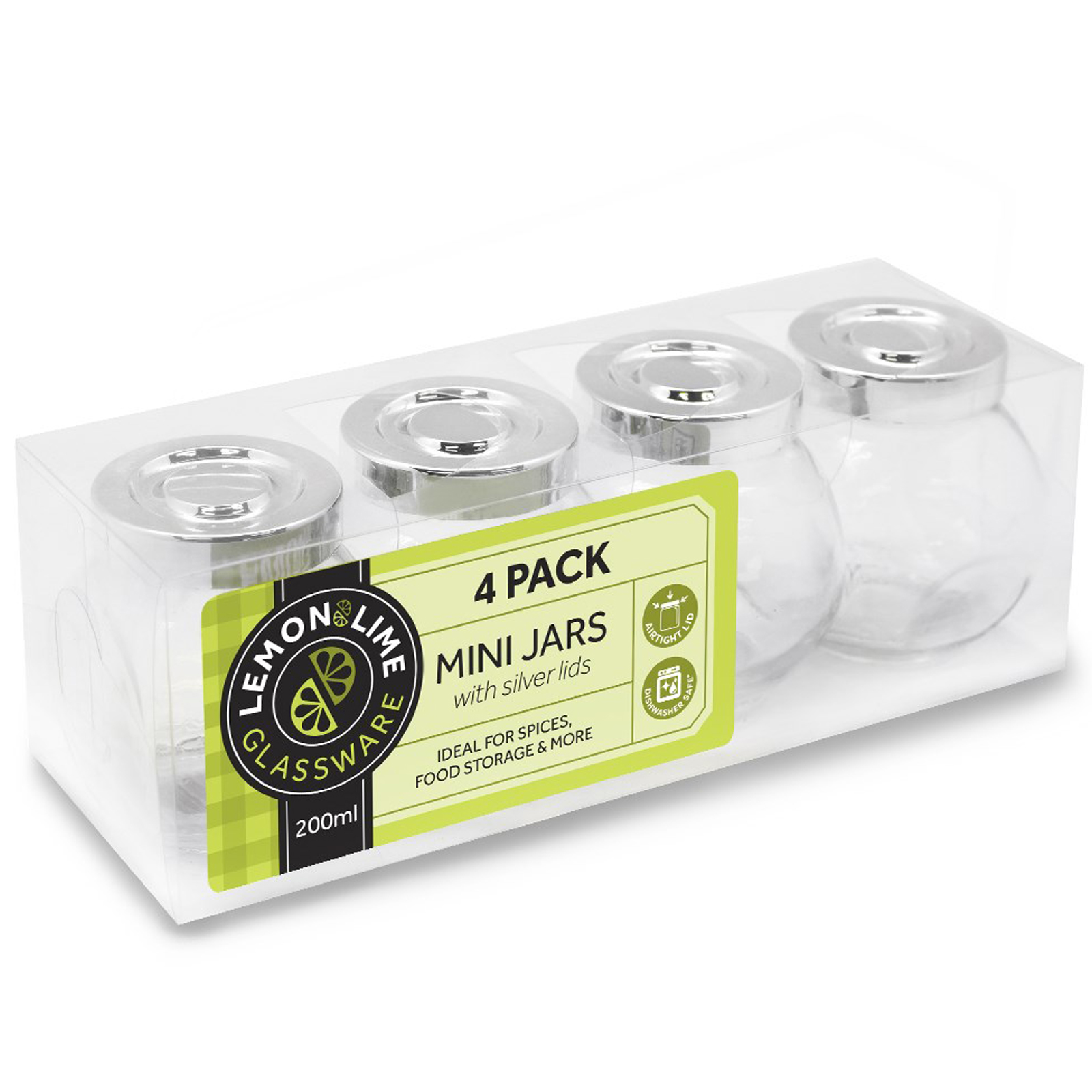 Small Glass Storage Jars 200ml (Pack of 4)