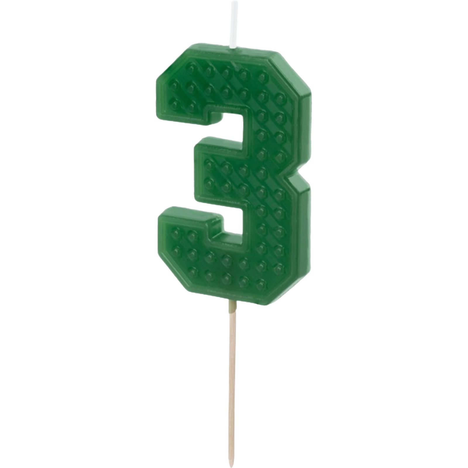 Green Number 3 Block Candle