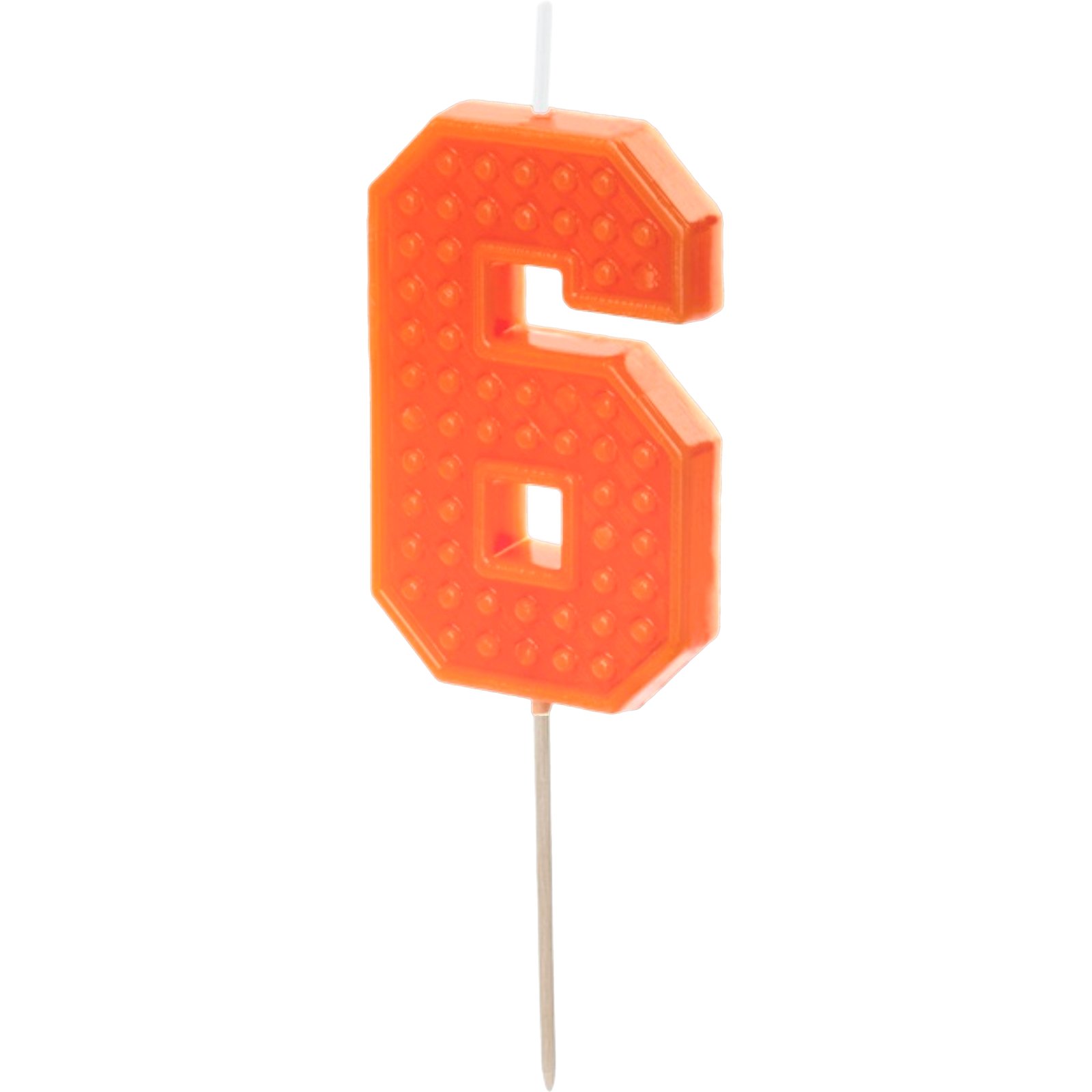 Orange Number 6 Block Candle