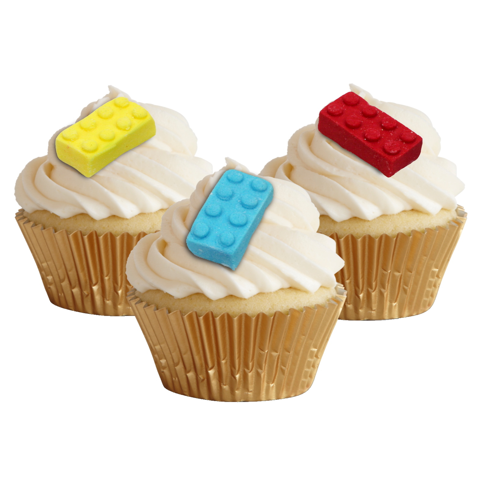 Building Block Edible Sugar Cupcake Decorations (Pack of 10)