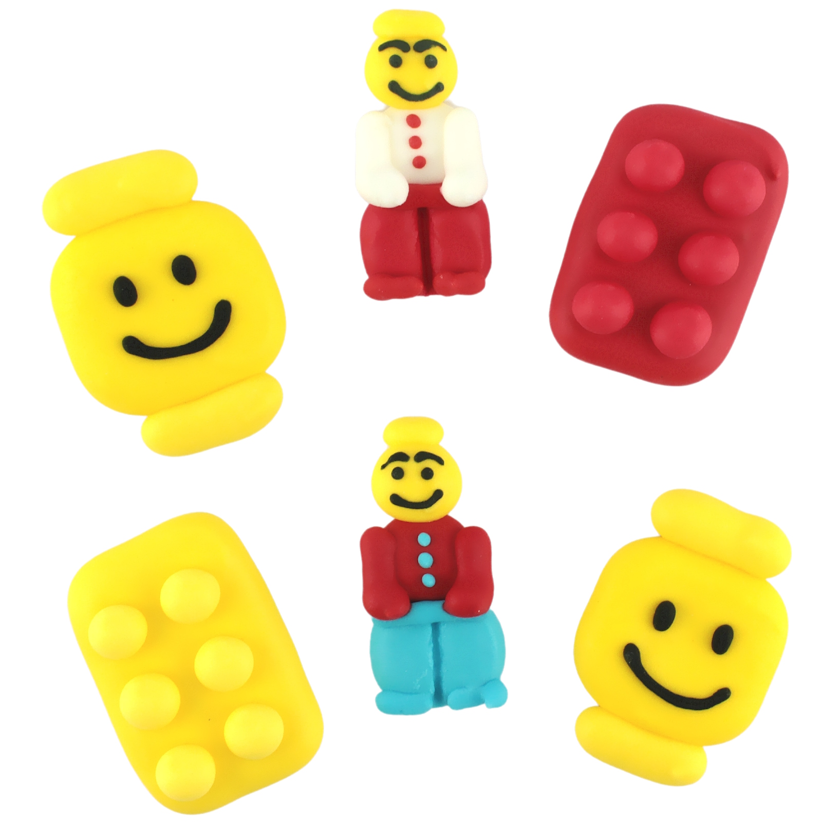 Lego Edible Sugar Cupcake Decorations (Pack of 6) 