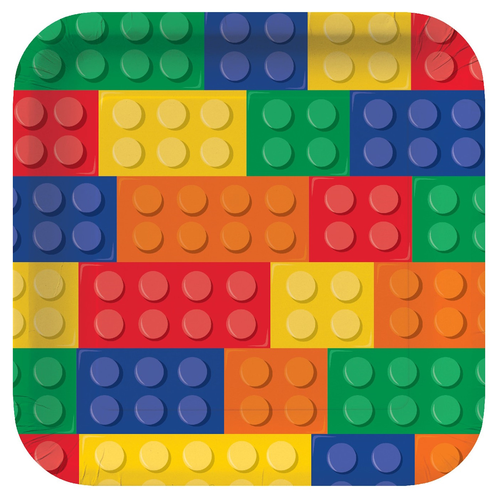 Block Party Large Square Paper Plates (Pack of 8)