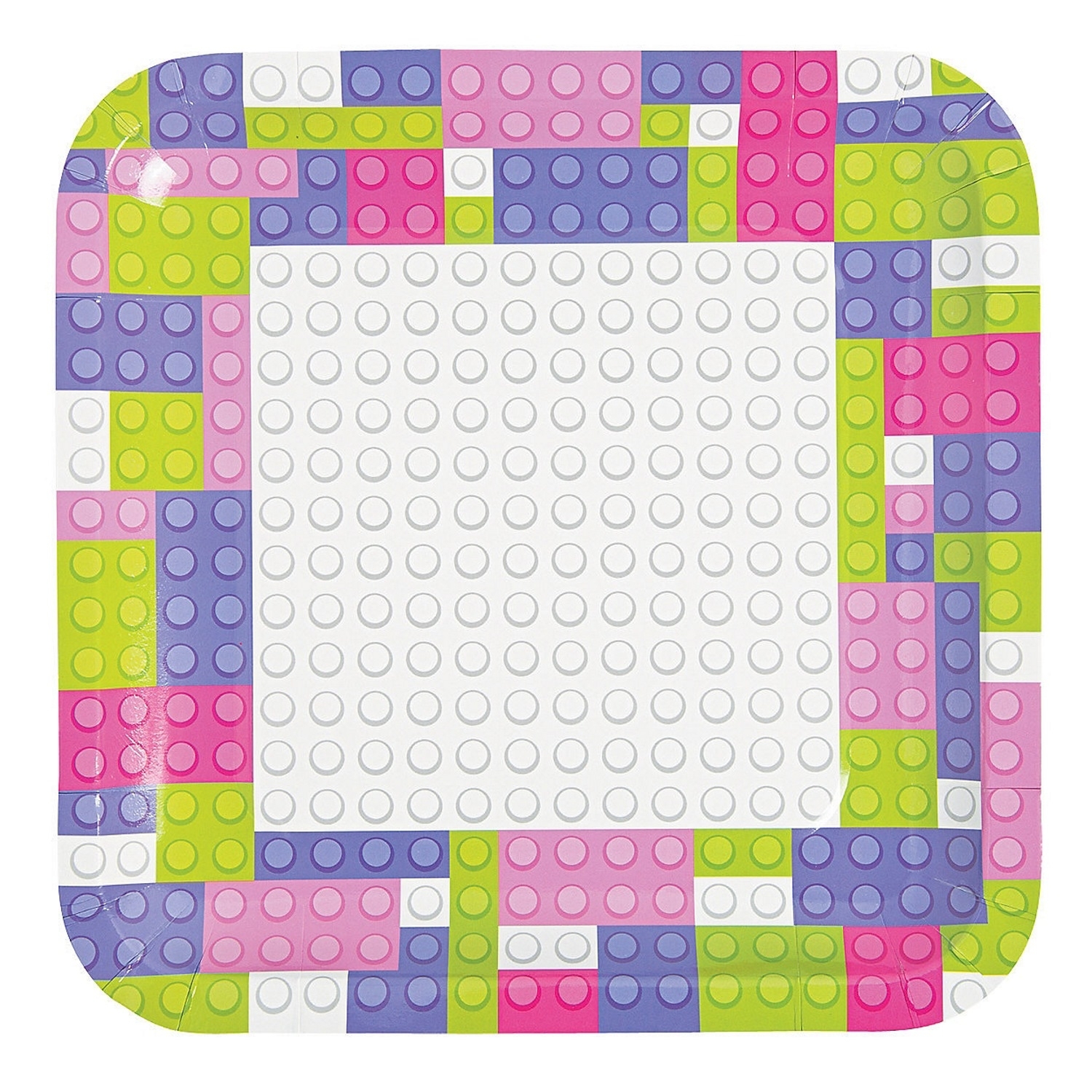 Pastel Block Party Large Paper Plates (Pack of 8)