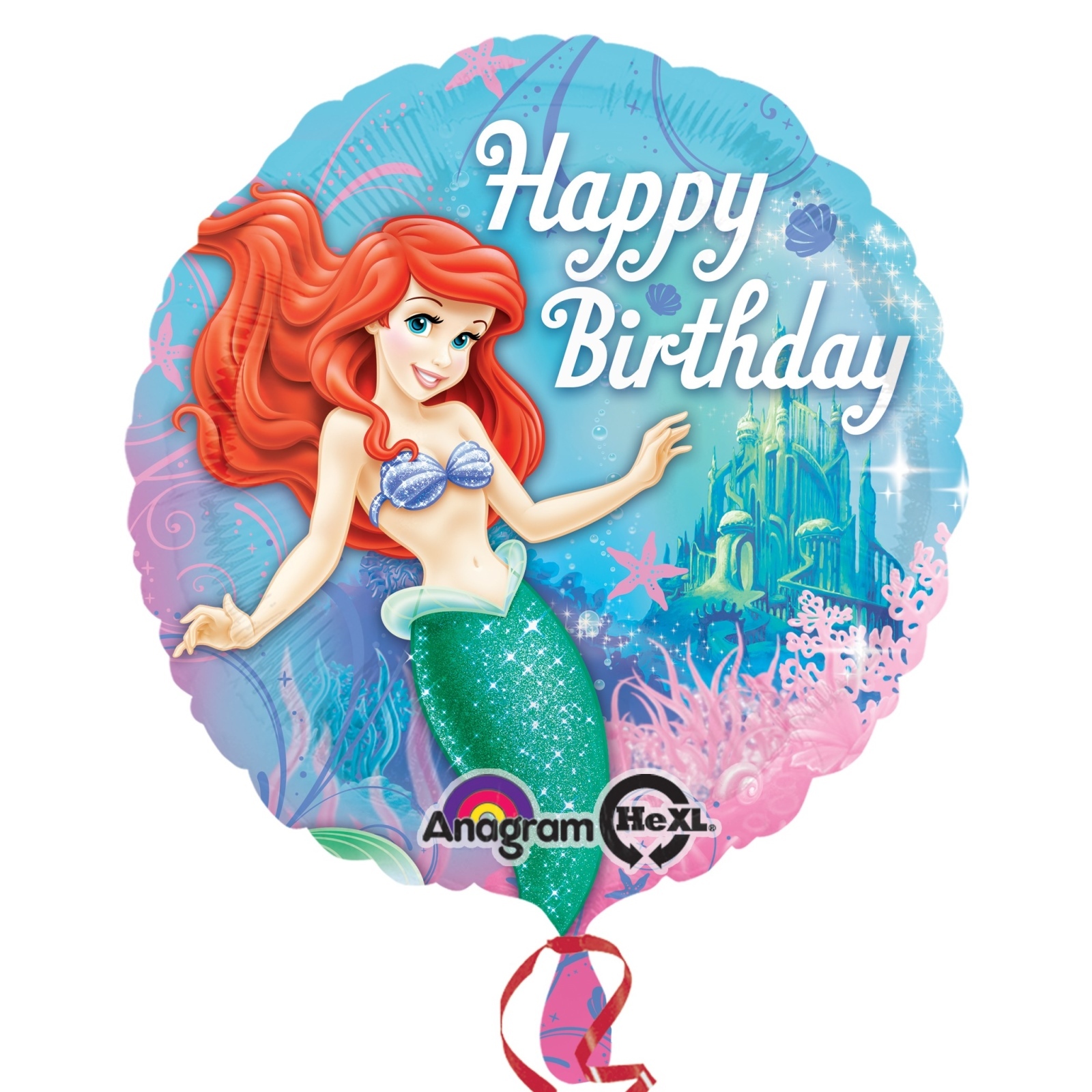 Ariel The Little Mermaid Happy Birthday Helium Balloon
