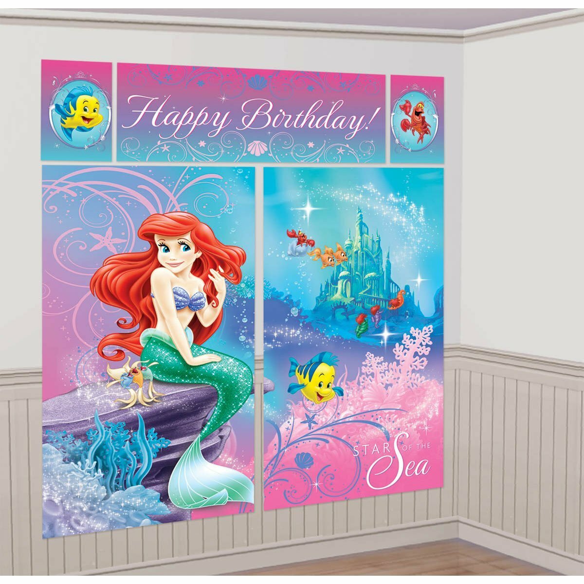 Ariel The Little Mermaid Sparkle Scene Setter Wall Decorations