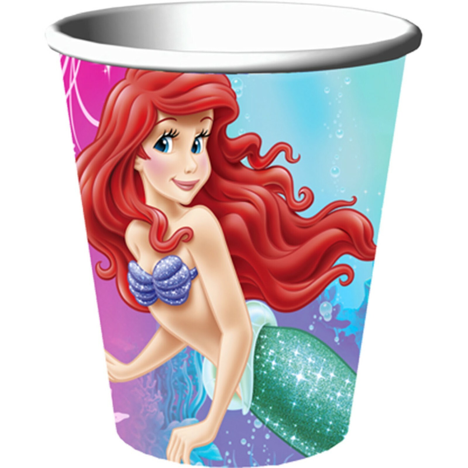 Ariel The Little Mermaid Sparkle Paper Cups (Pack of 8)
