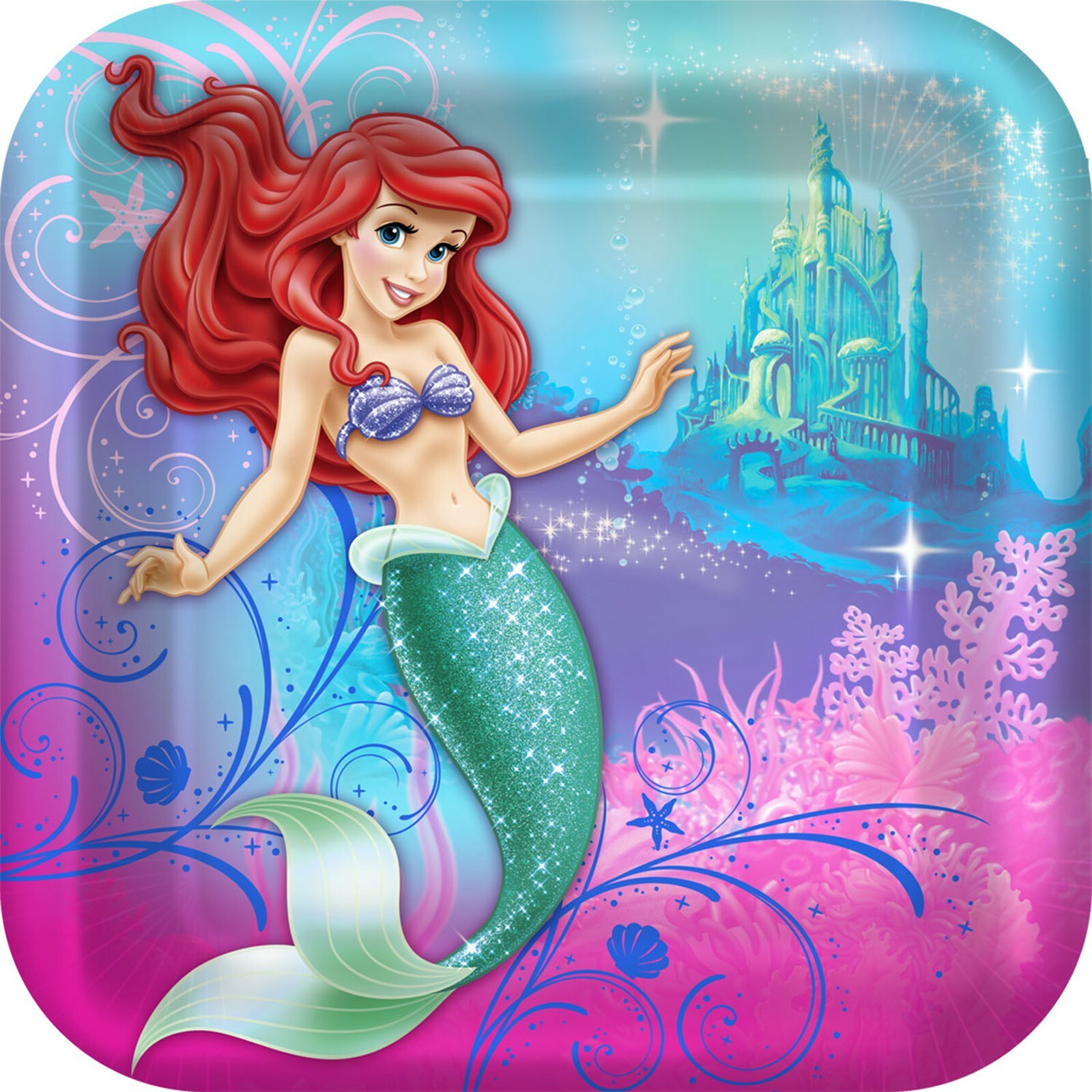 Ariel The Little Mermaid Sparkle Large Paper Plates (Pack of 8)