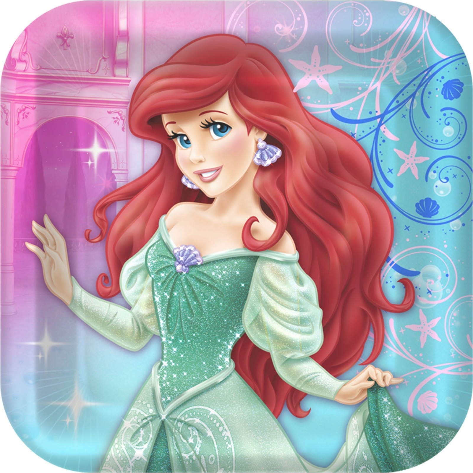 Ariel The Little Mermaid Sparkle Small Paper Plates (Pack of 8)