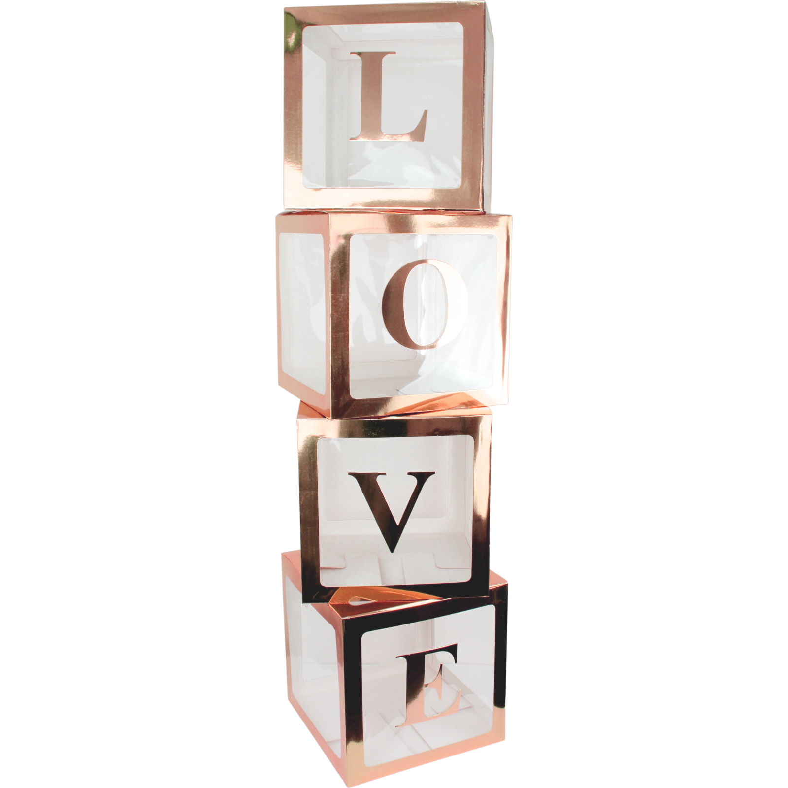 Rose Gold Balloon Boxes with Love Letters (30cm) 