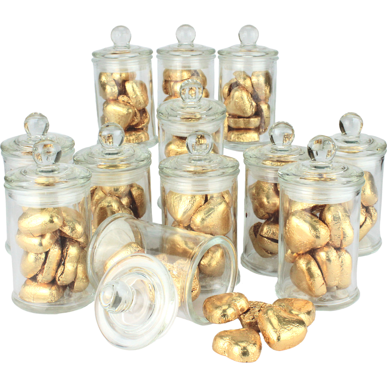 Gold Chocolate Hearts In A Jar (Box of 12)