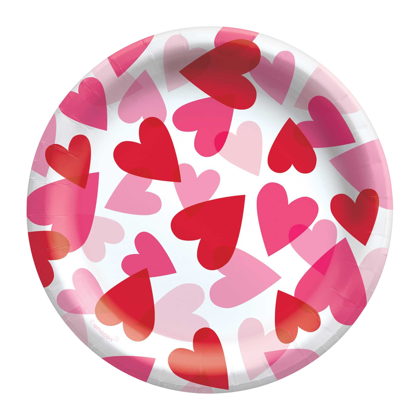 Pink and Red Hearts Small Paper Plates (Pack of 20)